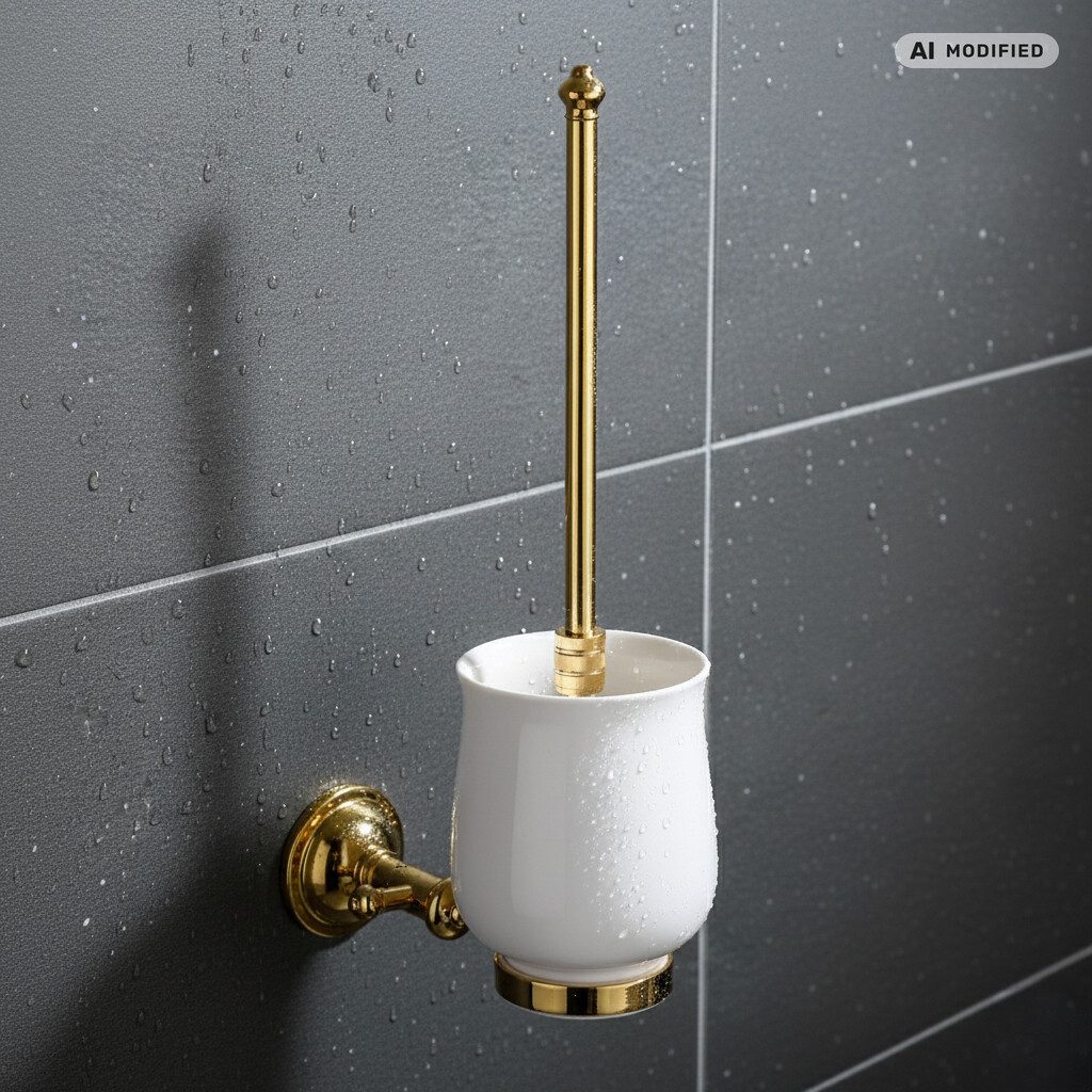 PaulGurkes WC-Reinigungsbürste ORPHEUS, Massiver Messingguss, PVD-Beschichtung, Bürste wechselbar
