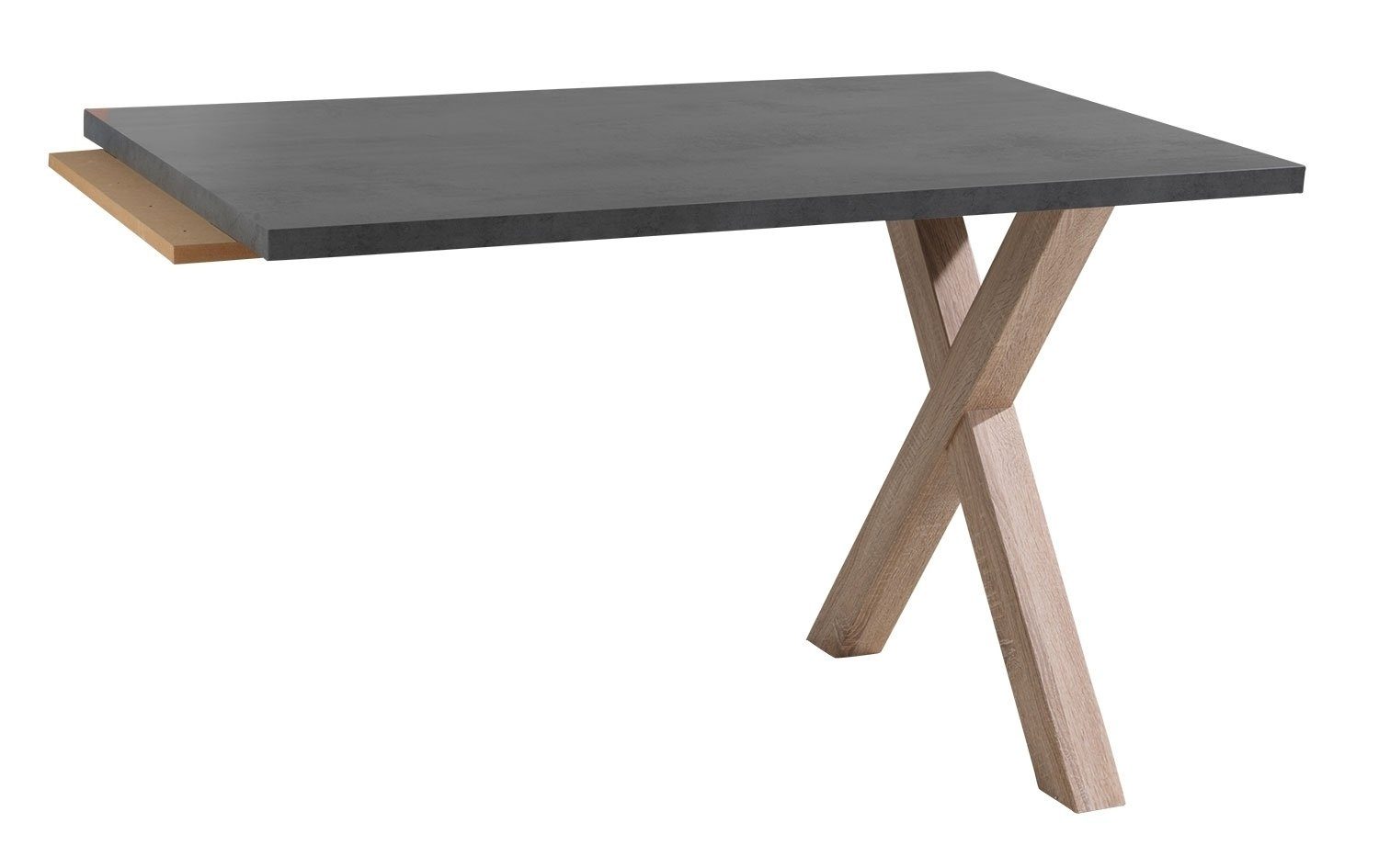 Mäusbacher Schreibtisch Ansatztisch MISTER OFFICE, Graphit Dekor, Eiche  sägerau Dekor, Erweiterung für Schreibtische, B 120 x T 70 cm