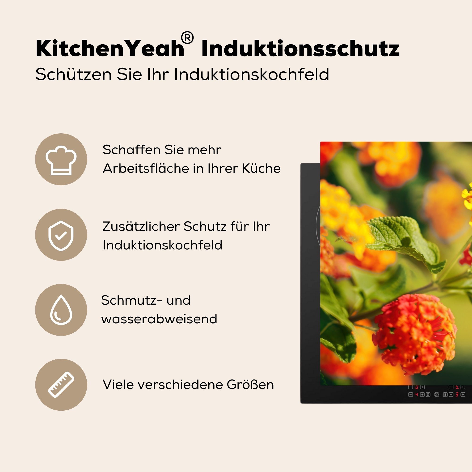 Vinyl, tlg), cm, (1 küche, die Gelb, - 81x52 für Induktionskochfeld - Blumen Schmetterling Insekten MuchoWow Herdblende-/Abdeckplatte Schutz Ceranfeldabdeckung -