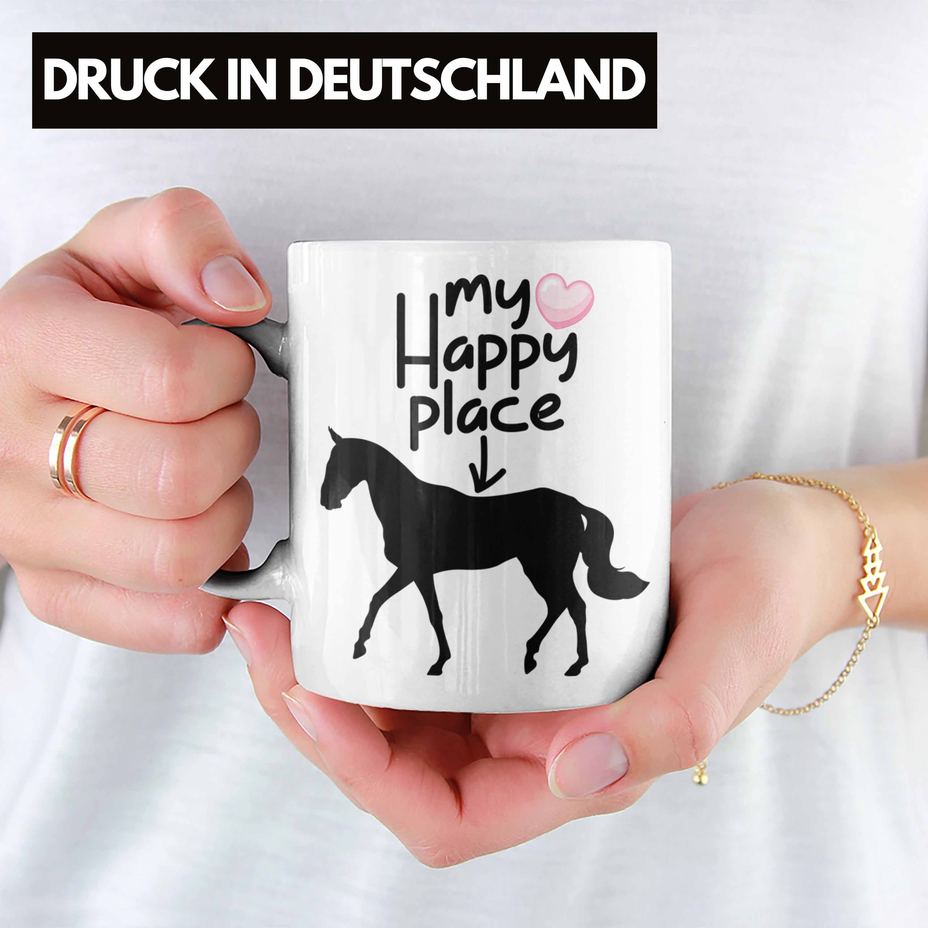 Geschenkidee "My Pferde Place" Tasse Weiss für Reiterinnen Lustige für Happy Tasse Trendation