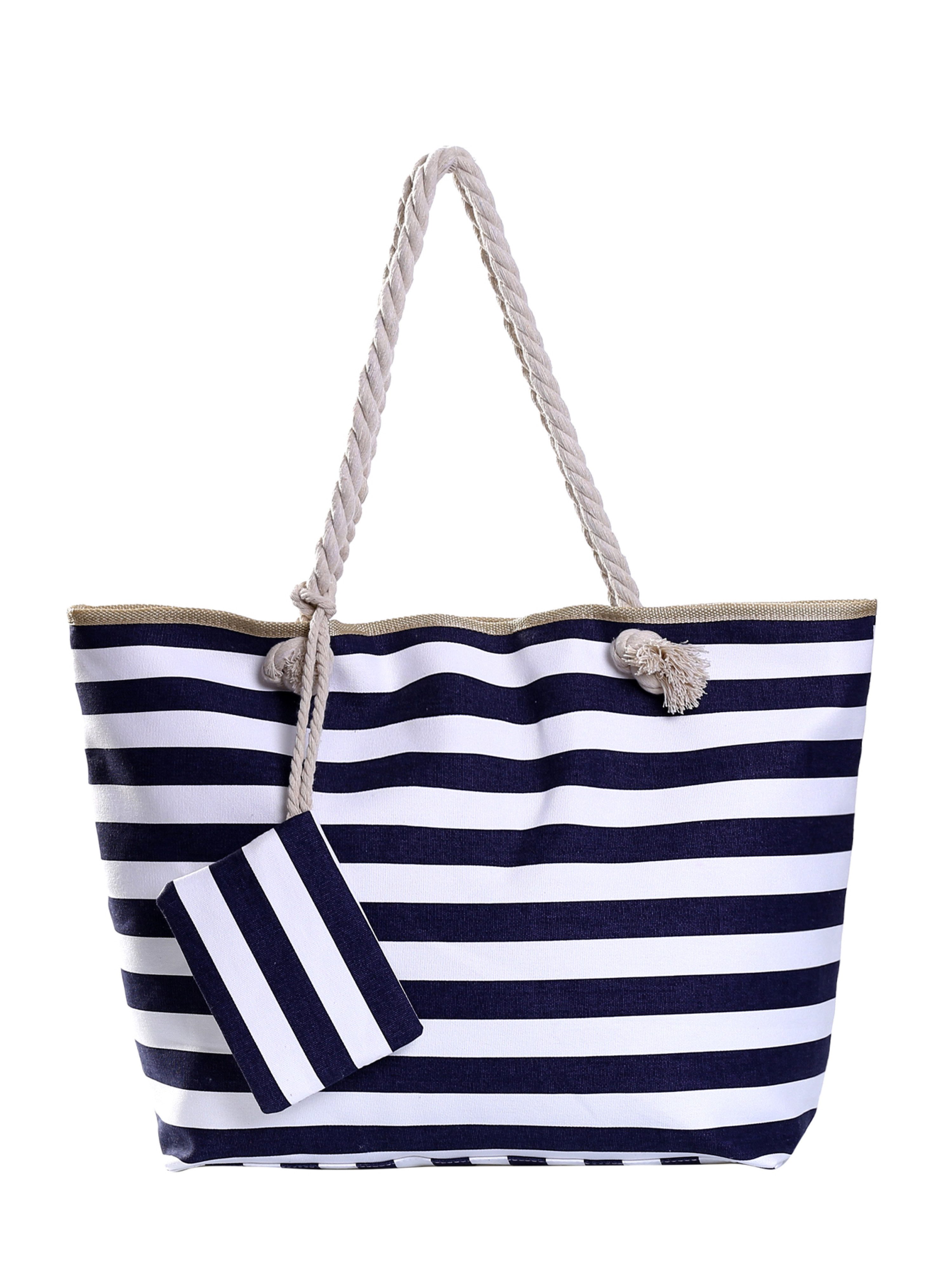 DonDon Strandtasche Shopper wasserabweisende Tasche (2-tlg), Große Strandtasche, mit Reißverschluss, inkl. kleinem Beutel