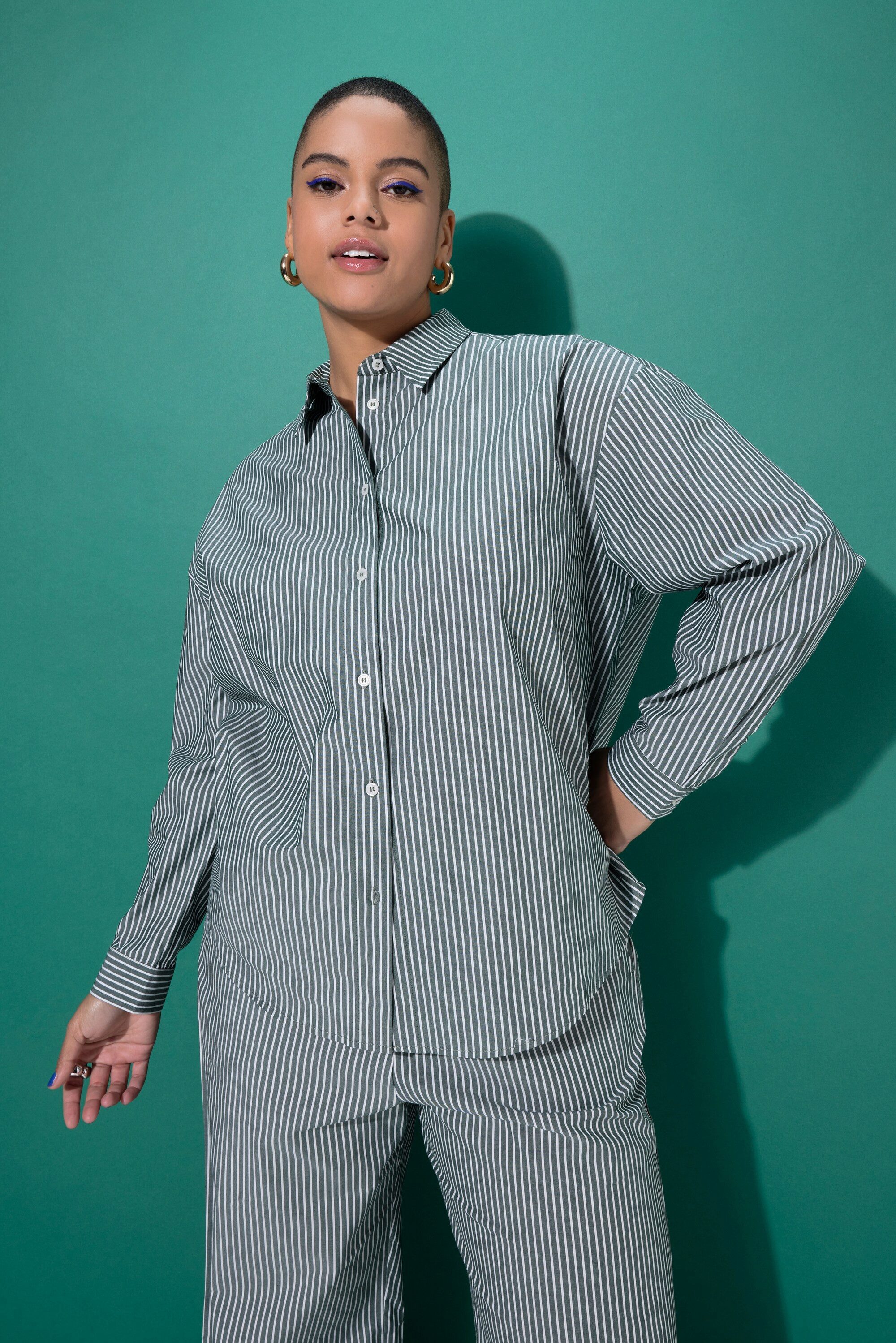 Studio Untold Hemdbluse Streifenhemd Oversize Shape Patch