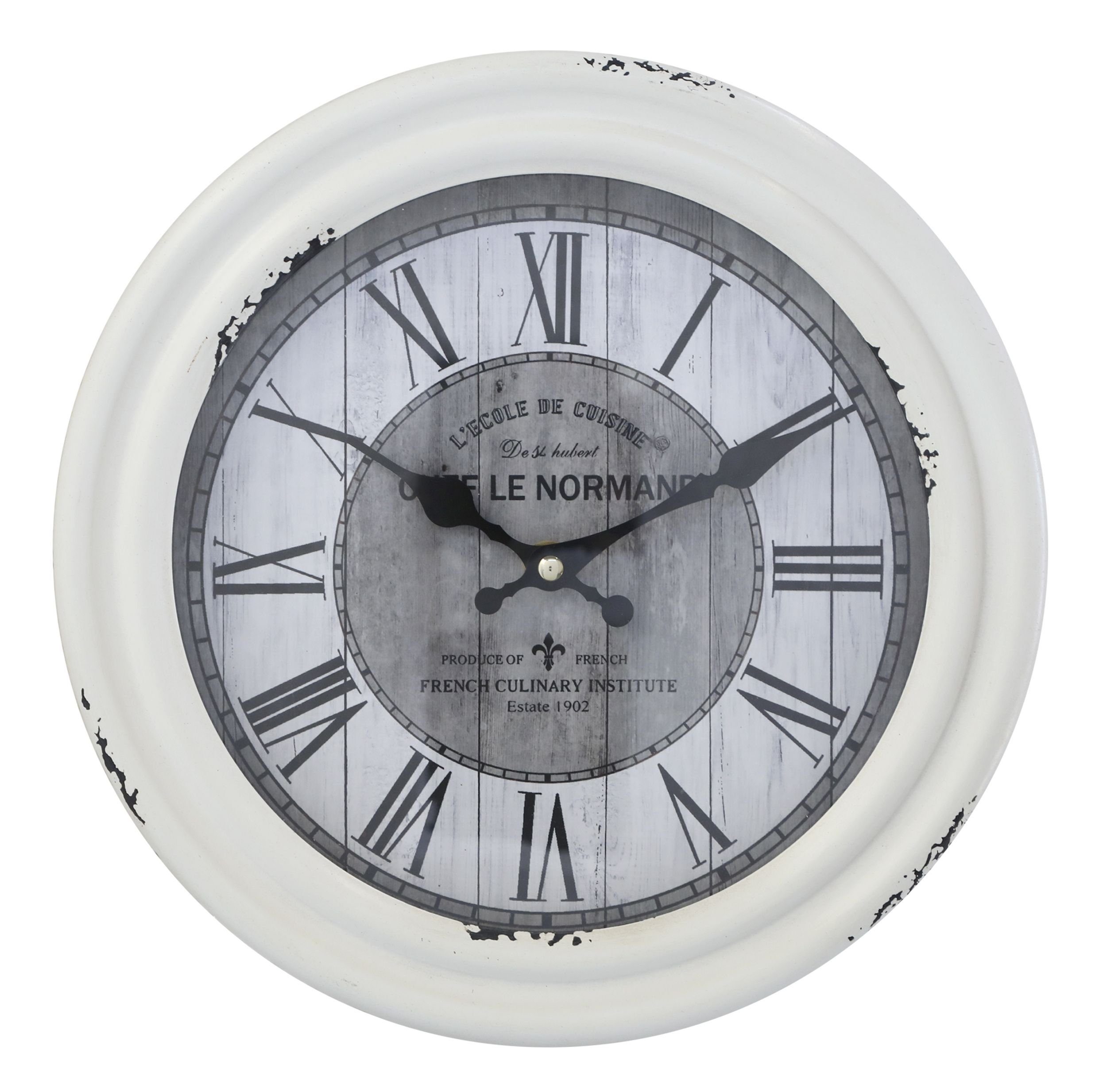 Wanduhr Nostalgie Wanduhr Ø 27cm Retro Uhr Weiß Metall Chic Antique 22031719