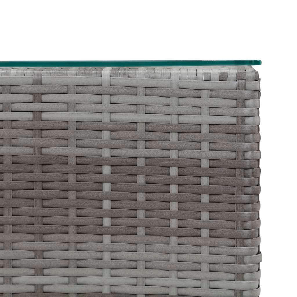 furnicato Beistelltisch Beistelltische 3 Stk. (3-St) Grau Poly Glasplatte mit Rattan