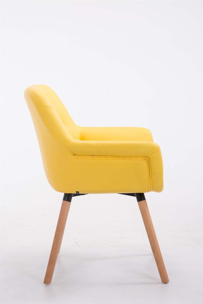 TPFLiving Besucherstuhl Cassy Konferenzstuhl - Sitzfläche: (Küchenstuhl Gestell: - Kunstleder gepolsterter Buchenholz Lehnstuhl Natura mit hochwertig gelb - - Sitzfläche Wohnzimmerstuhl)