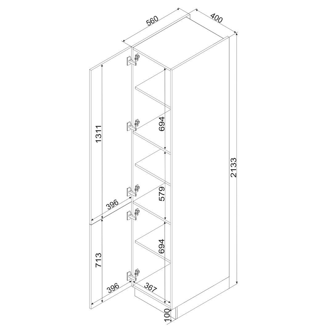ROYAL24_MARKT Hochschrank D40SŁ P/L - KENDRO - Praktische Aufbewahrungseinheit (Küchen Hochschrank, 1-St., Premium - Kendro) Edle Materialien - Stilvolles Design - Hohe Qualität