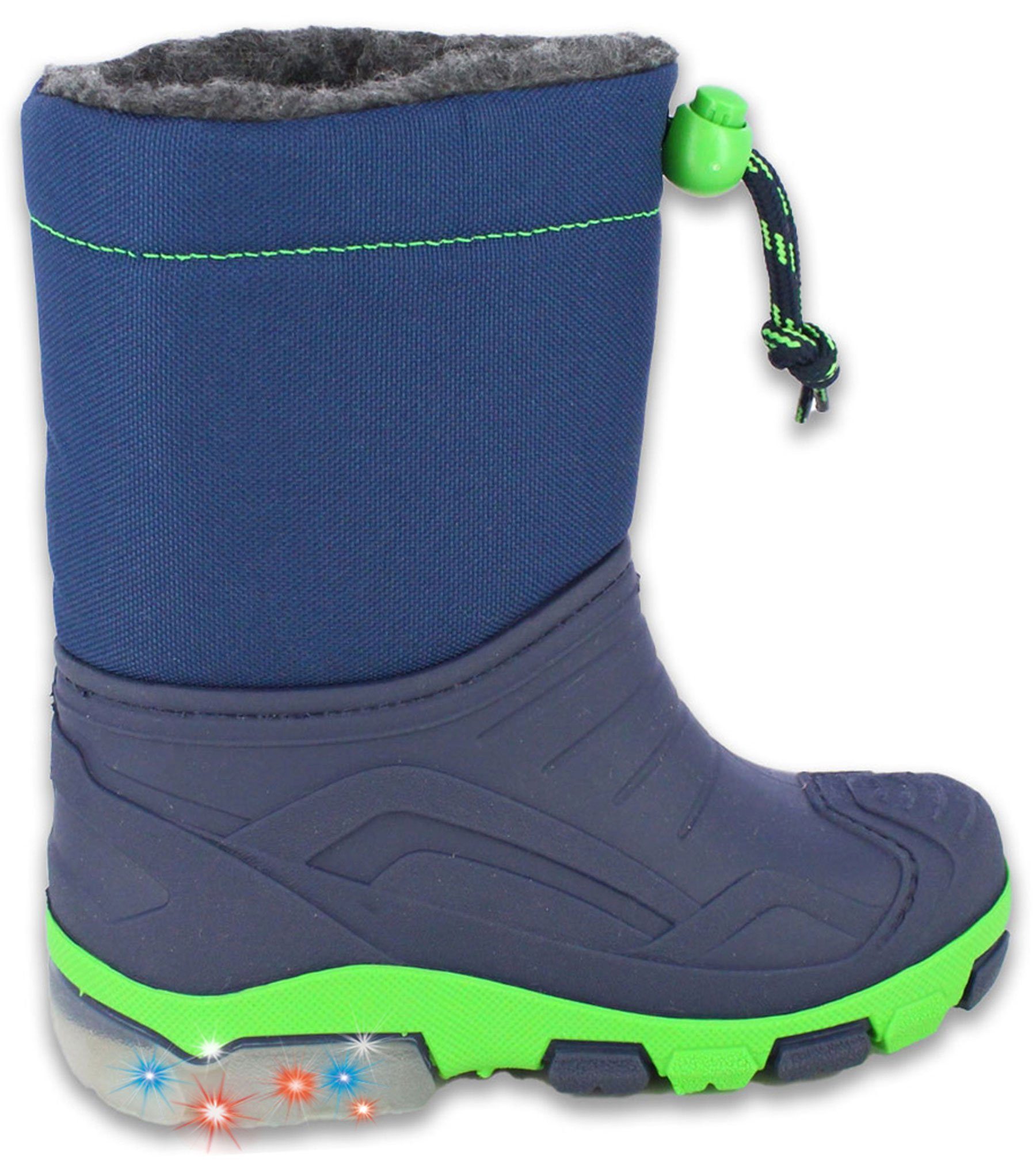 Beck Winterstiefel Blinking Ghost Gummistiefel (für Jungen, mit Blinksohlen für mehr Sicherheit im Dunkeln) Schnellverschluss, flauschiges sehr warmes Futter