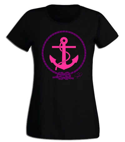 G-graphics T-Shirt Damen T-Shirt - Anker Pink-Purple-Collection, mit trendigem Frontprint, Slim-fit, Aufdruck auf der Vorderseite, Print/Motiv, für jung & alt