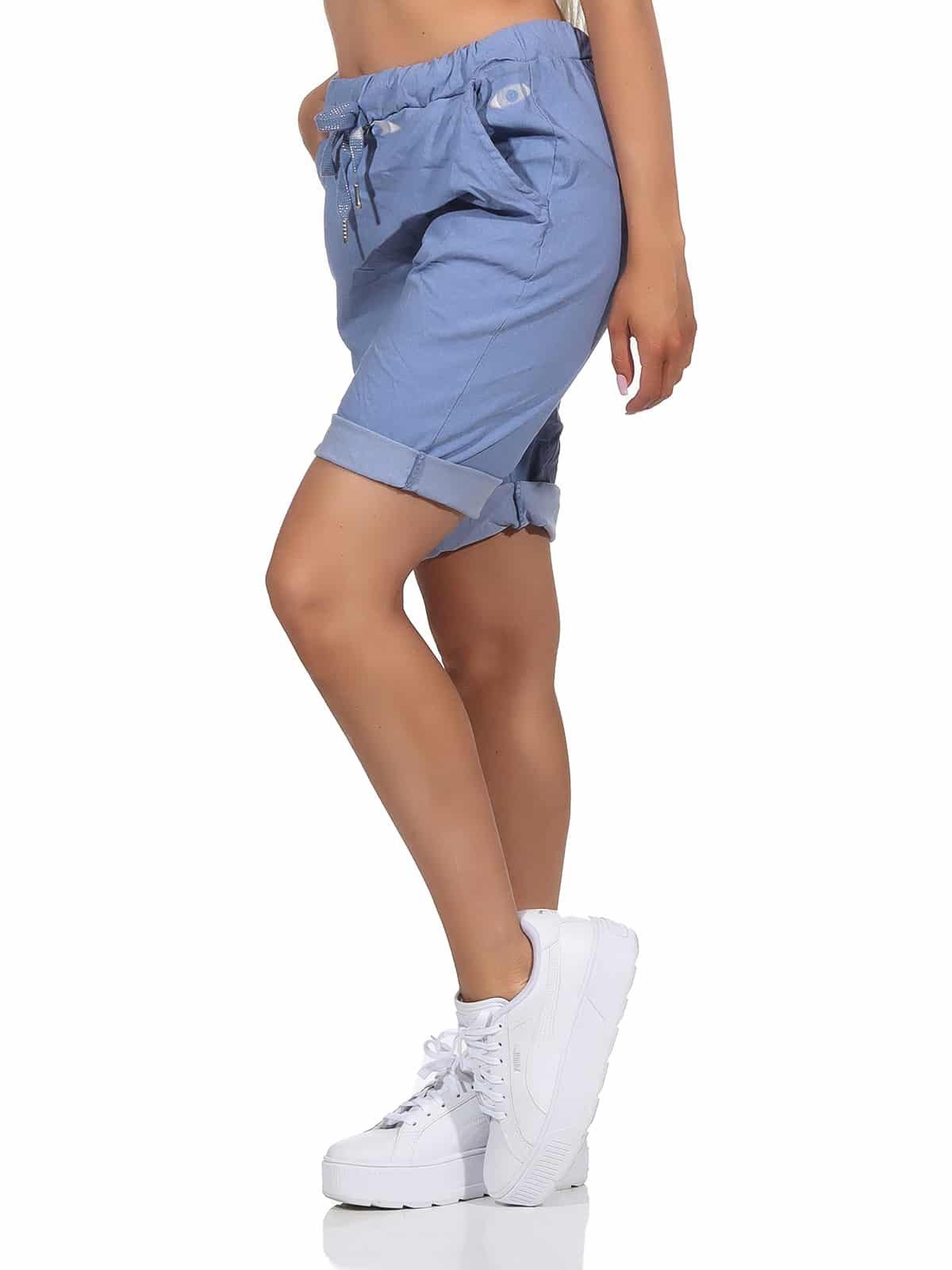 OriginalYou Chinoshorts Damenhose Kurze Damen Sommerhose Chino Shorts Schlupf Bermuda Stretchgewebe in modernem Knitterlook, elastischer Bund mit Kordelzug