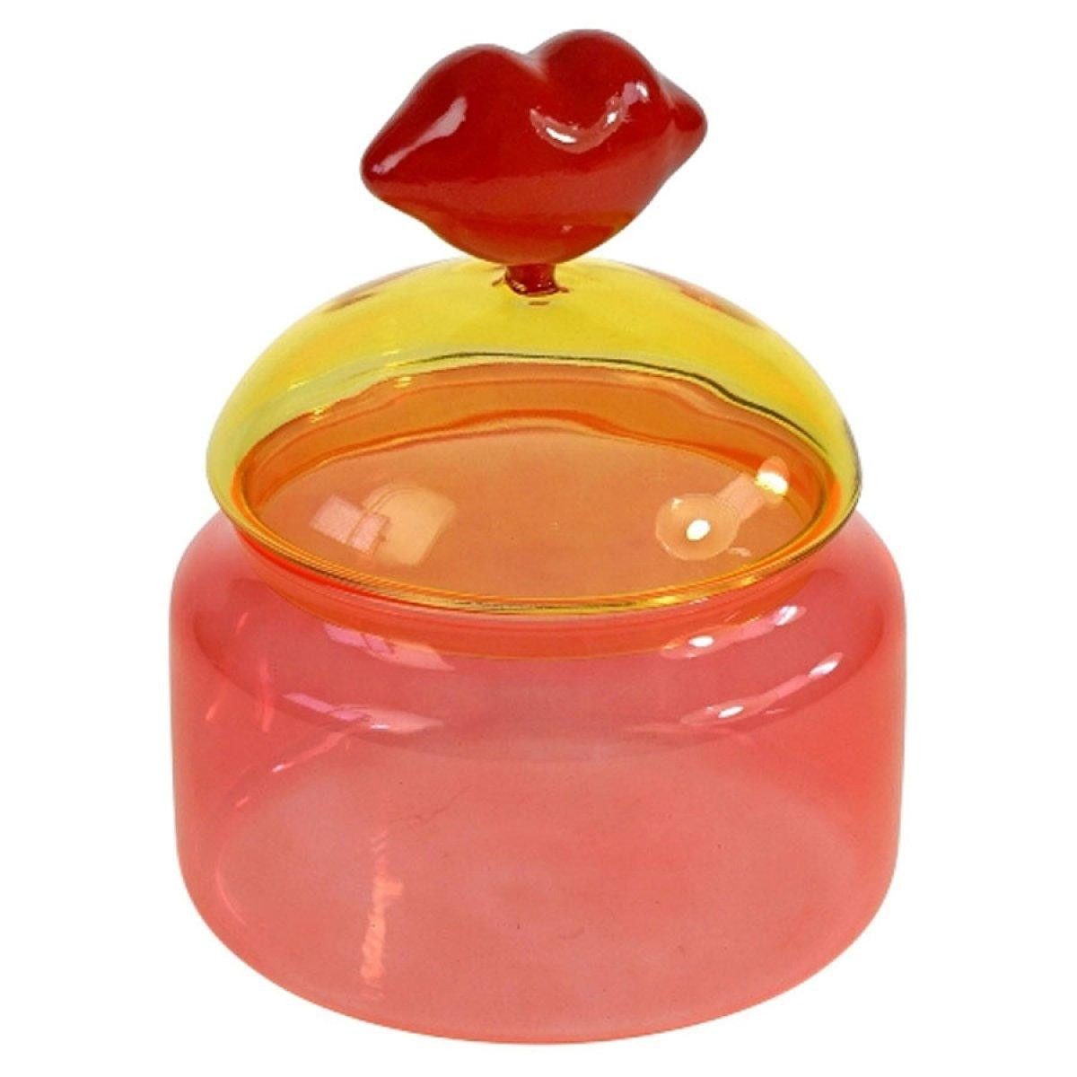 Werner Voß Schmuckablage Dose Lip Orange Gelb Glas Lippen