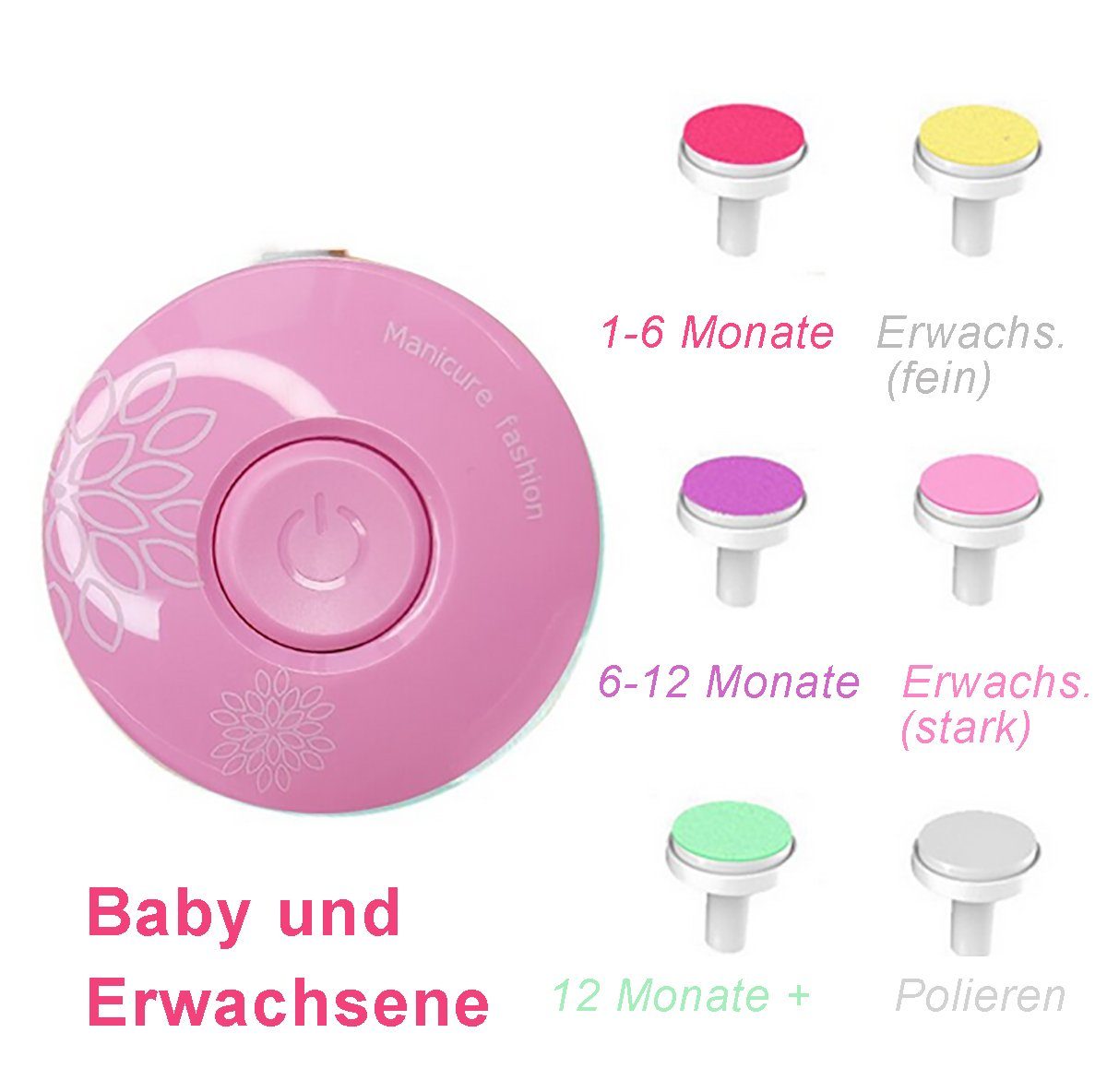 TPFBeauty Babypflege-Set Elektrische Baby Nagelfeile mit Akku Sicherer Baby-Nagelschneider, 1 tlg., Pediküreset Elektrisch für Säuglinge und Kleinkinder - Rosa