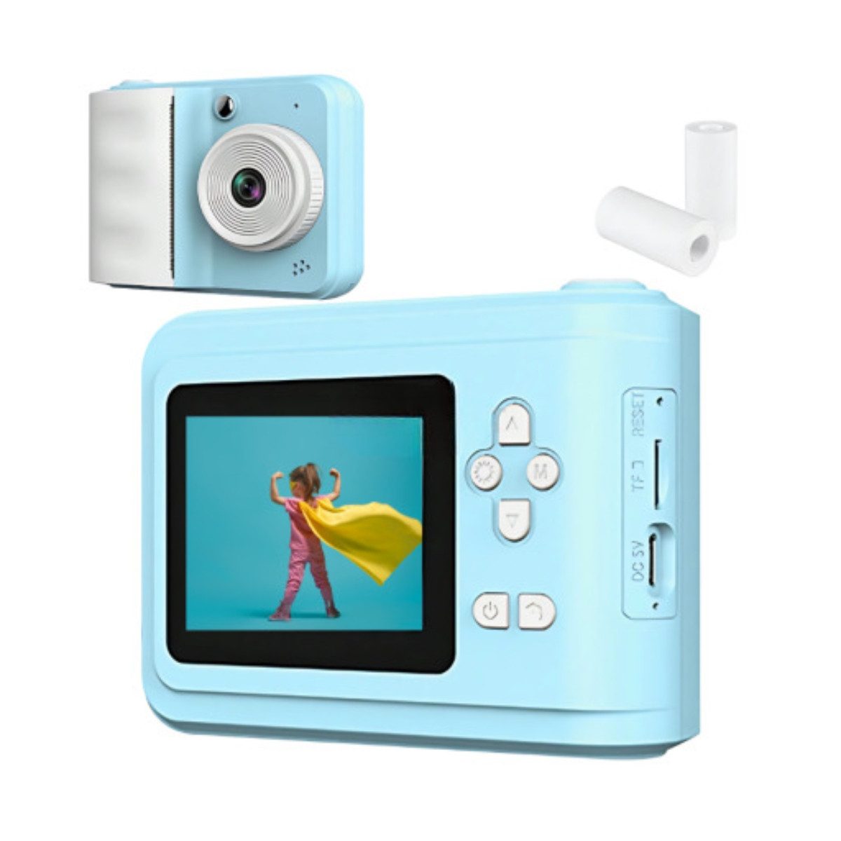 R2 Invest S7 Kinder Sofortbildkamera Blau mit Drucker Sofortbildkamera
