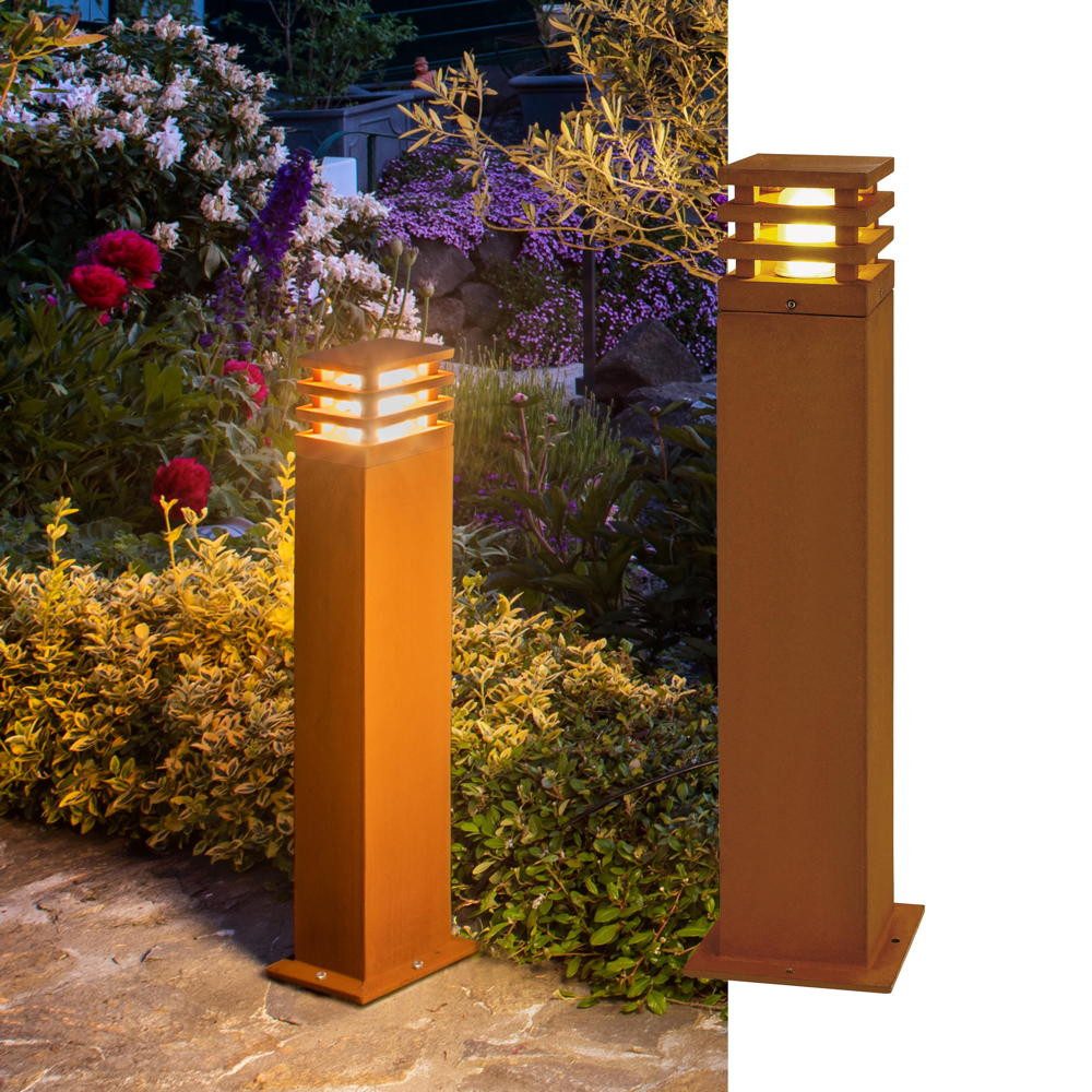 SLV Außen-Stehlampe Wegeleuchte Rusty, eckig, IP55, LED