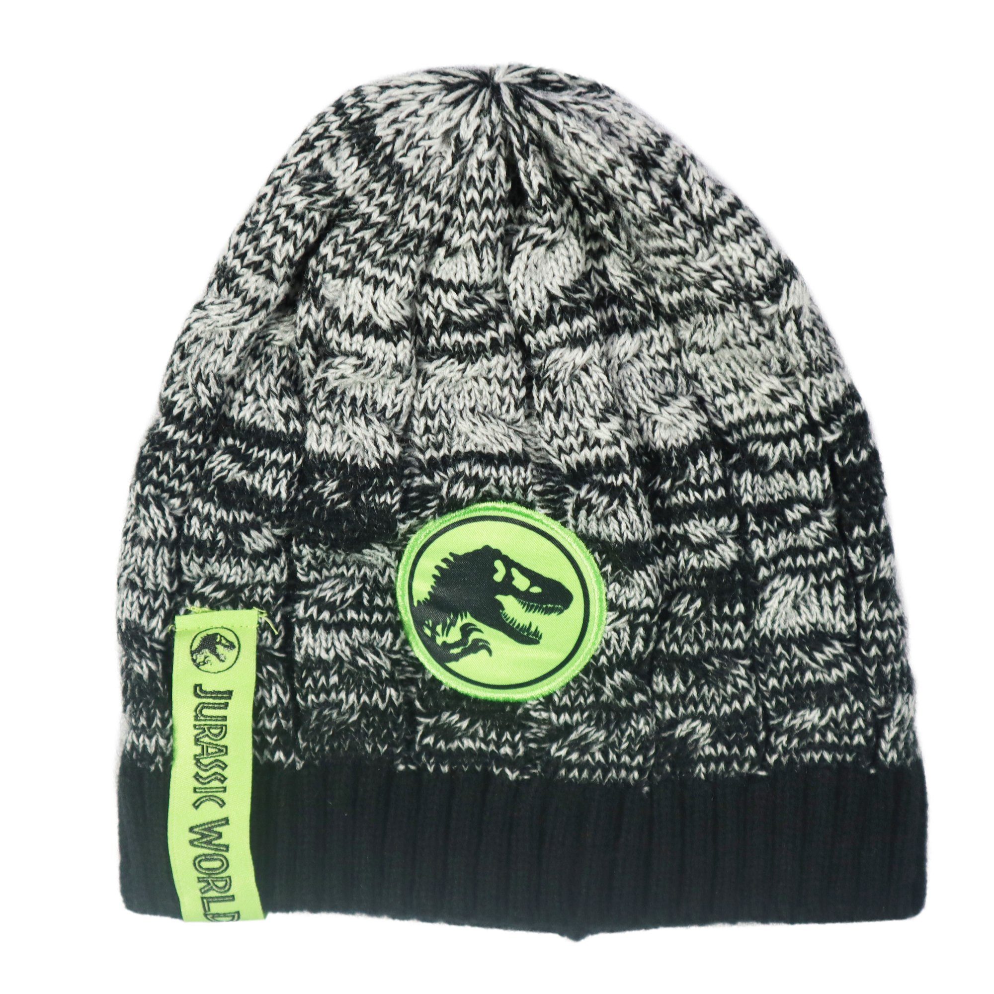 Jurassic Strickmütze Handschuhe Wintermütze mit Gr. World bis 54 Dino World 56 Kinder Jurassic Dinosaurier