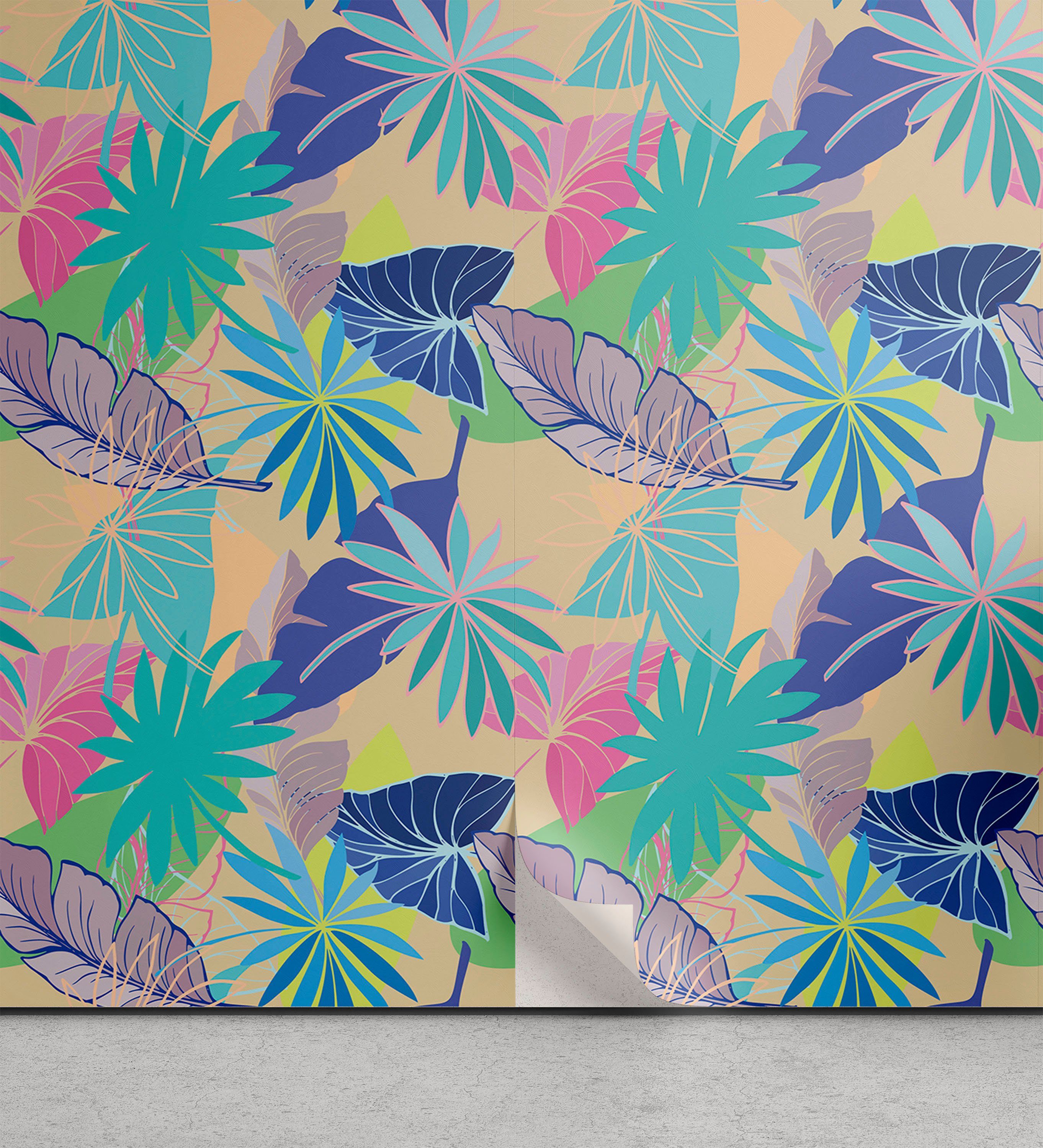 Abakuhaus Vinyltapete selbstklebendes Wohnzimmer Küchenakzent, Flora Tropisch Sommer Hawaii Exotische
