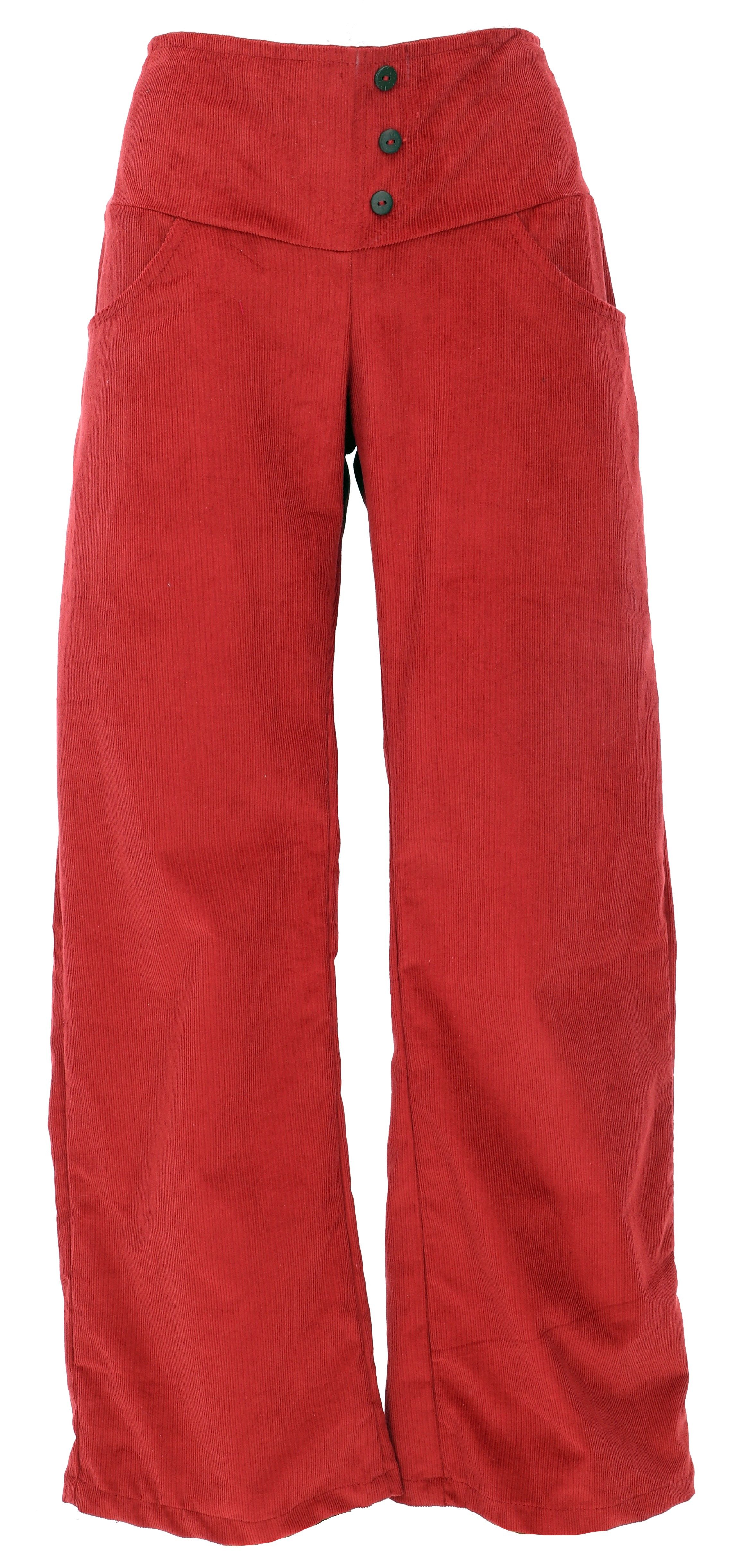 Guru-Shop Relaxhose Cordhose mit leicht ausgestelltem Bein - rot Ethno Style, alternative Bekleidung