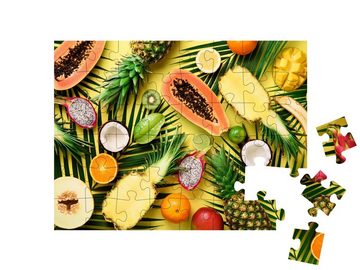 puzzleYOU Puzzle Früchte und tropische Palmenblätter, 48 Puzzleteile, puzzleYOU-Kollektionen Obst, Essen und Trinken