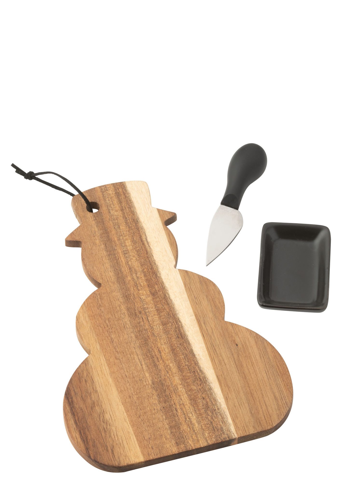 J-line Käsebrett Schneidebrett Tannenbaumform aus Holz mit Käsemesser, Holz, in Tannenbaumform, weihnachtlich
