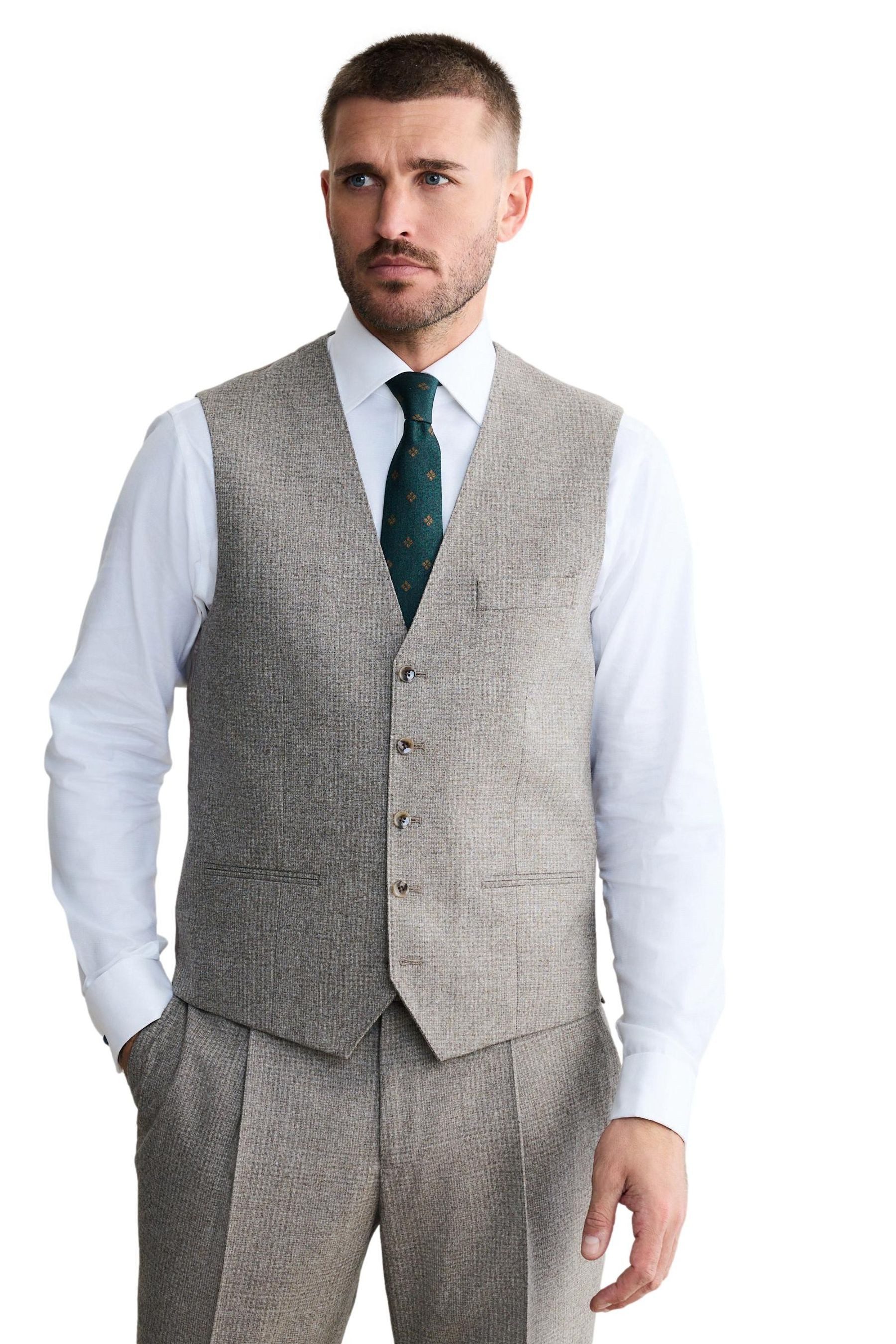 Anzugweste Signature Anzug-Weste Slim-Fit aus Wolle mit Karos