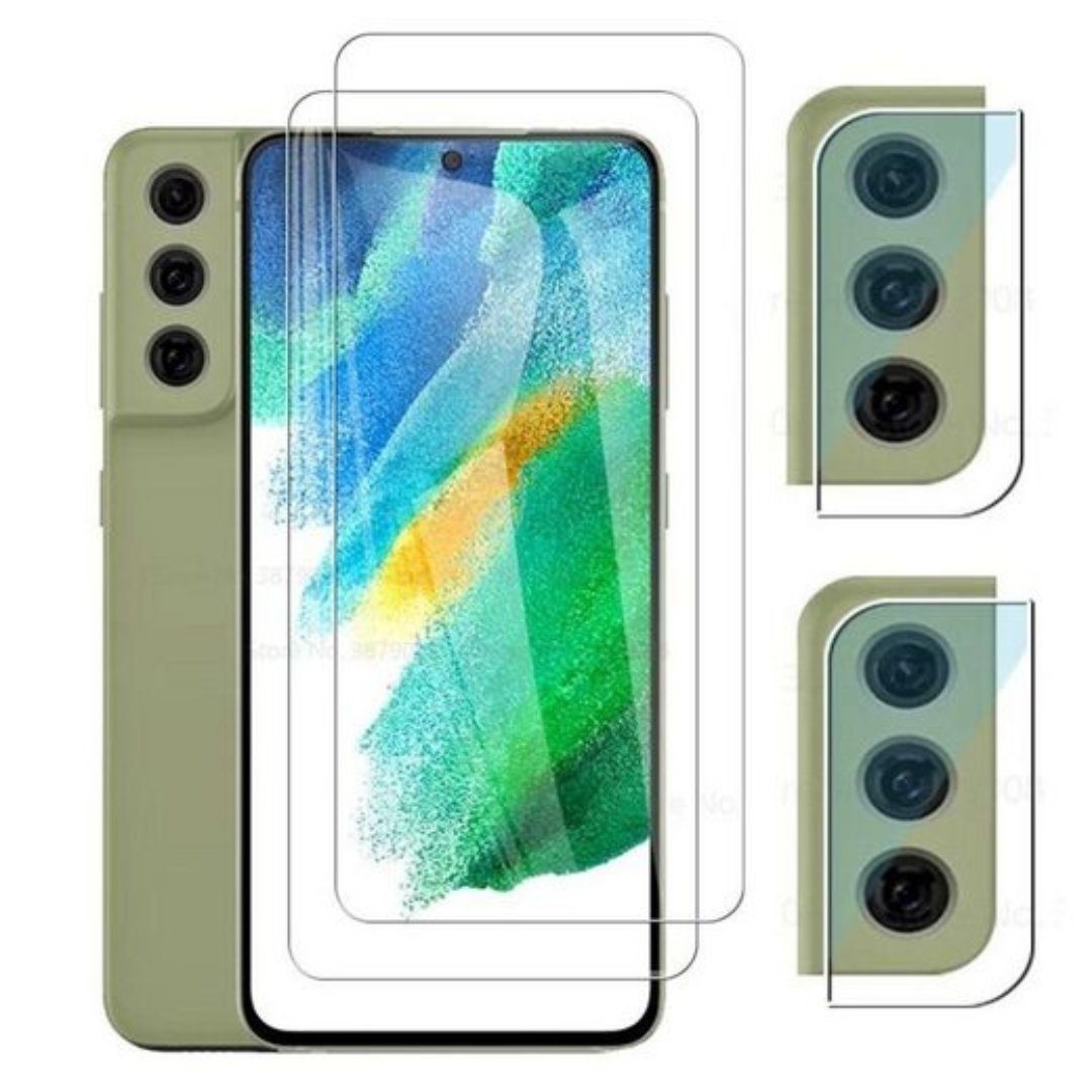 SmartUP Displayschutzglas 2X Schutzglas für Samsung Galaxy S21 FE 5G Panzerfolie Display Kamera