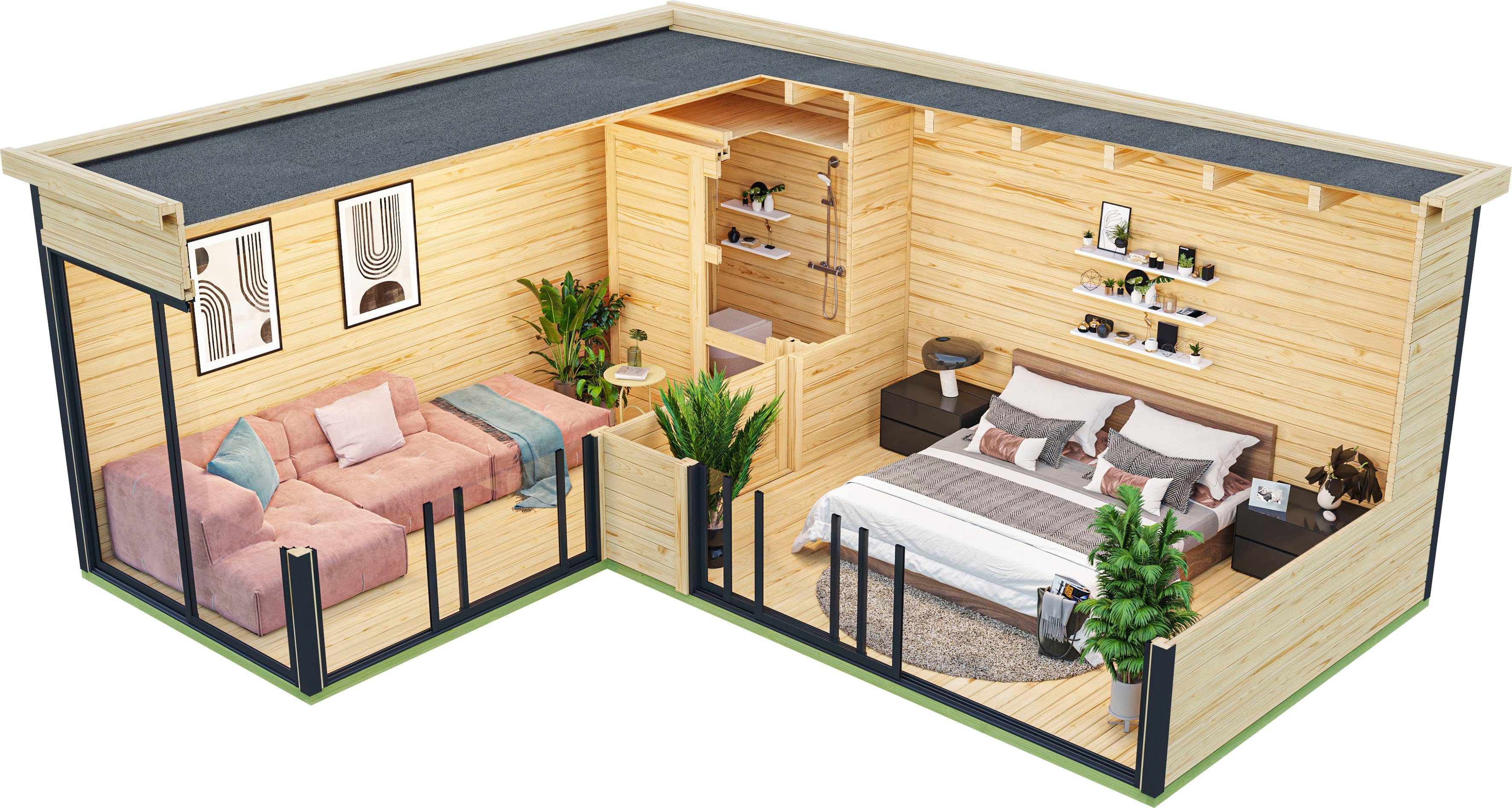 LASITA MAJA Gartenhaus DOMEO, BxT: 620x520 cm, (Set, inkl. Fussbodenbretter zum verlegen)