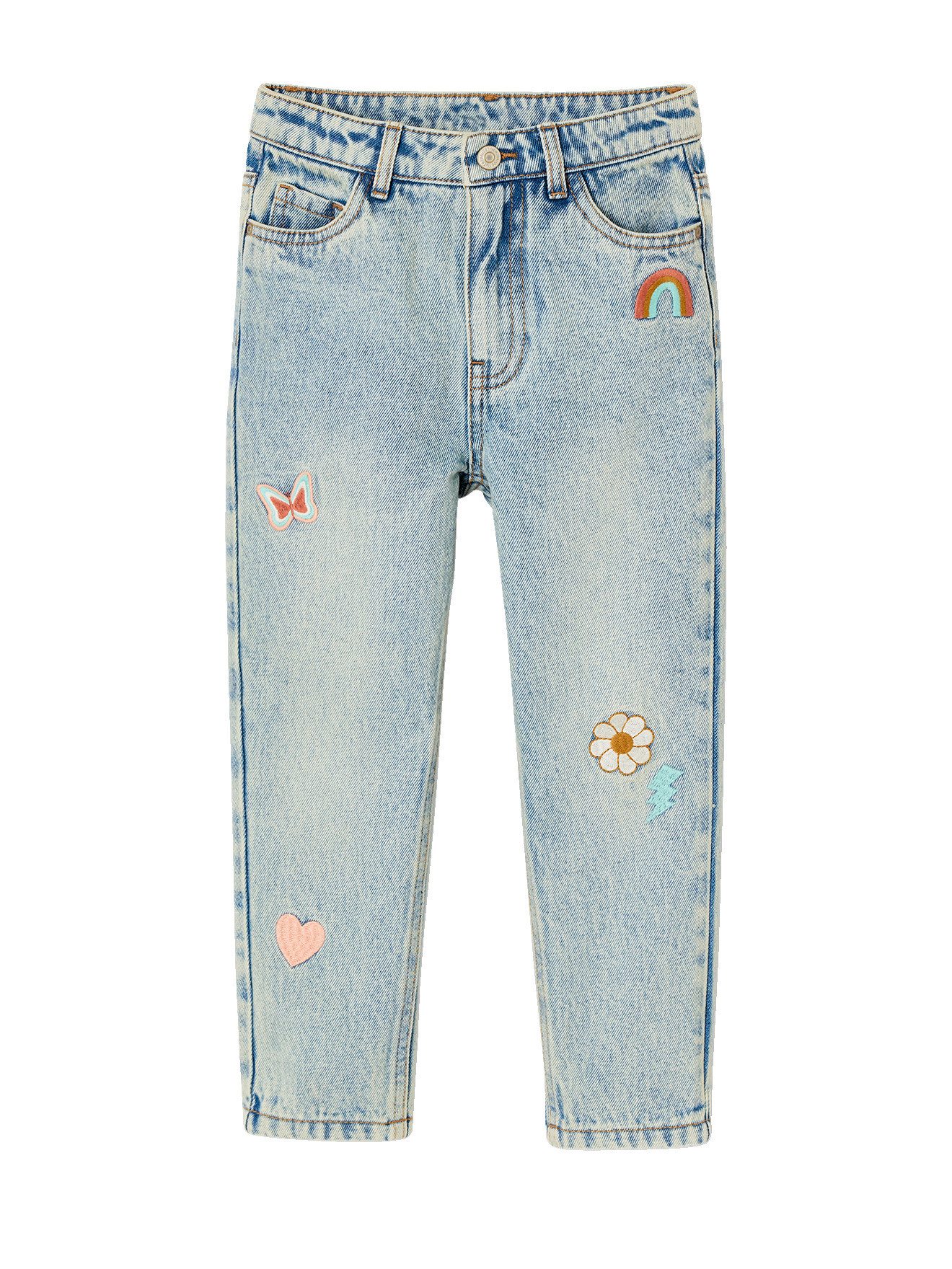 vertbaudet Mom-Jeans Mädchen Mom-Jeans mit Blumenstickerei mit Blumenstickerei – Bild 2 von 5