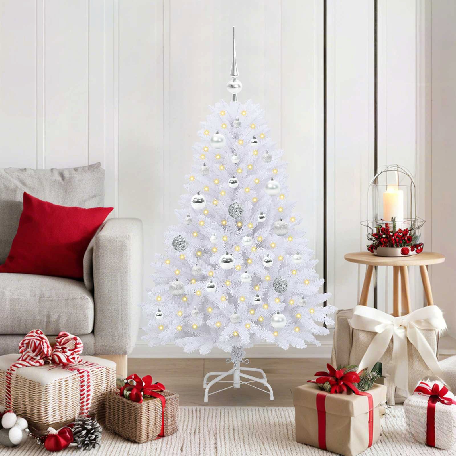 vidaXL Künstlicher Weihnachtsbaum Künstlicher klappbarer Weihnachtsbaum Weiß 120 cm PVC und Stahl