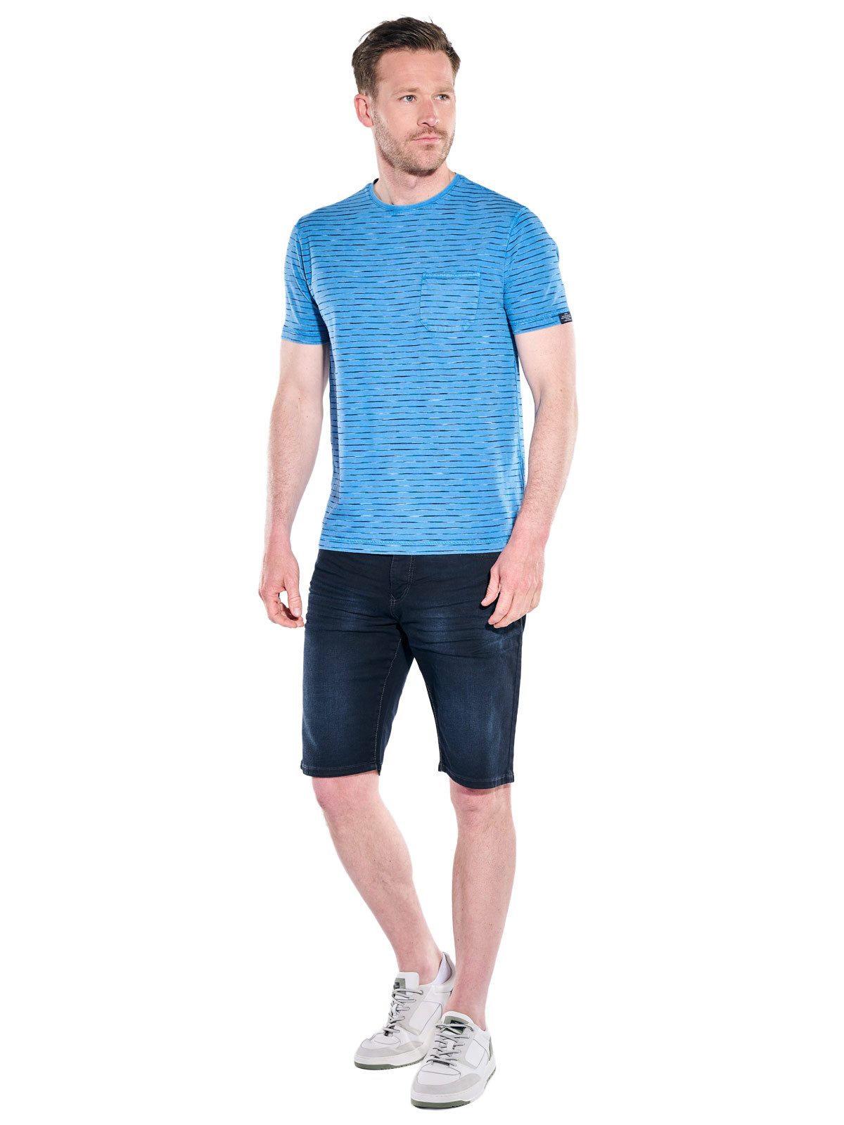 Engbers T-Shirt Herren Rundhals T-Shirt mit Brusttasche, Brilliantblau