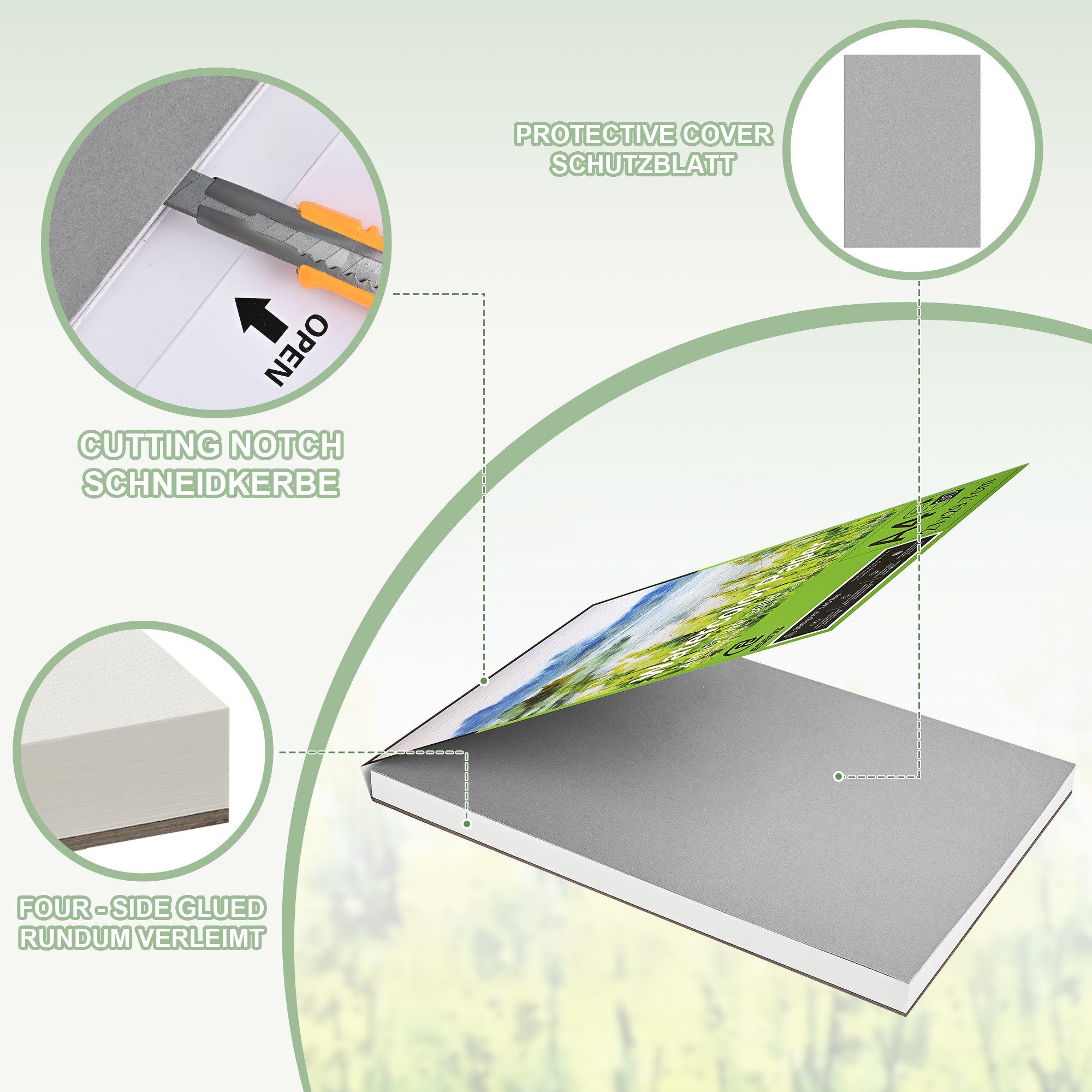 ESENG Aquarellpapier Premium Aquarellpapier, ARTIST WP-300B, 100% Baumwolle, A2/A3/A4/A5