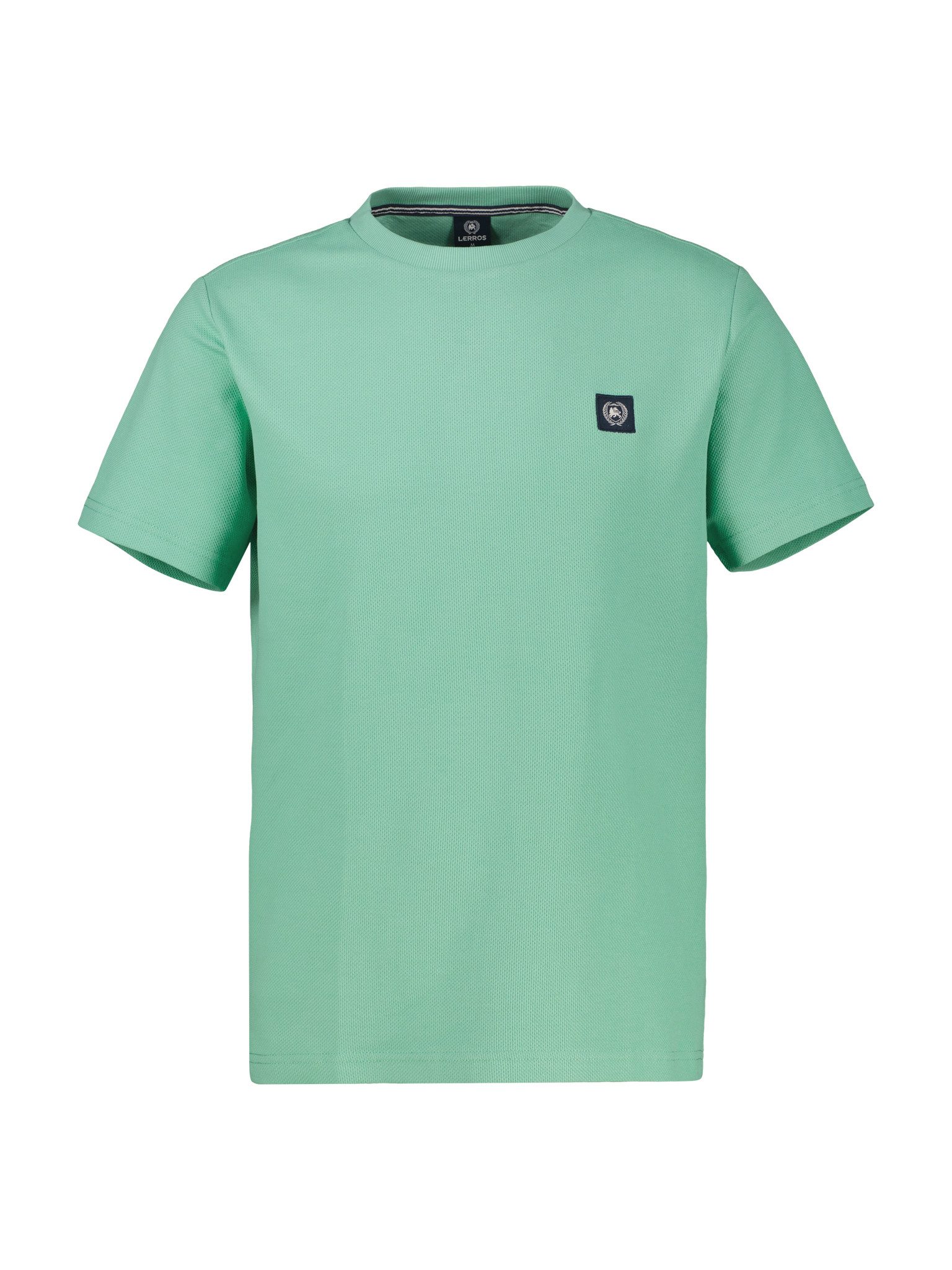 LERROS Rundhalsshirt mit Logo-Badge und in Waffle-Optik