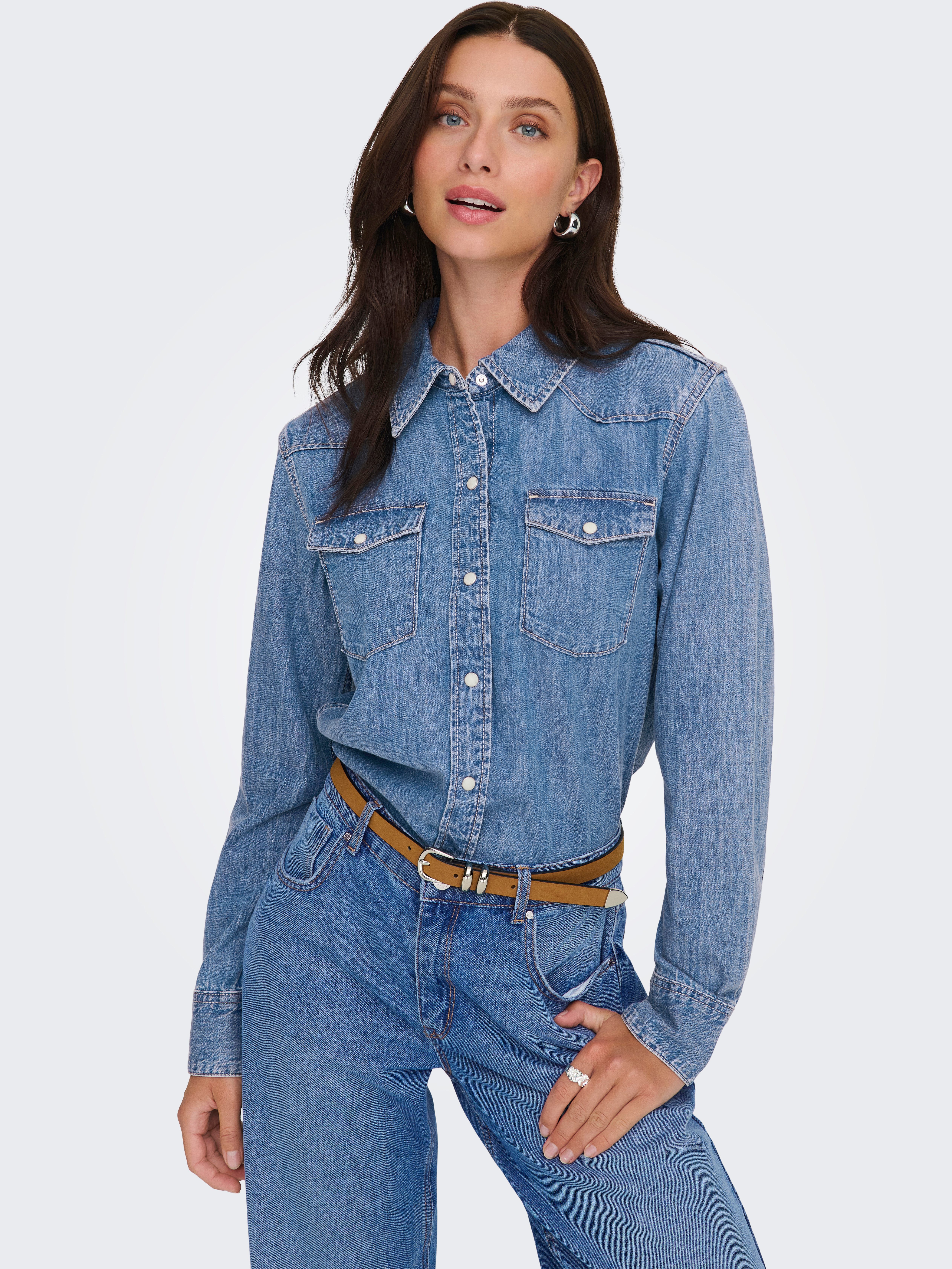 ONLY Jeansbluse ONLCHARLIZE LS DNM SHIRT AKM NOOS mit Brusttaschen günstig online kaufen