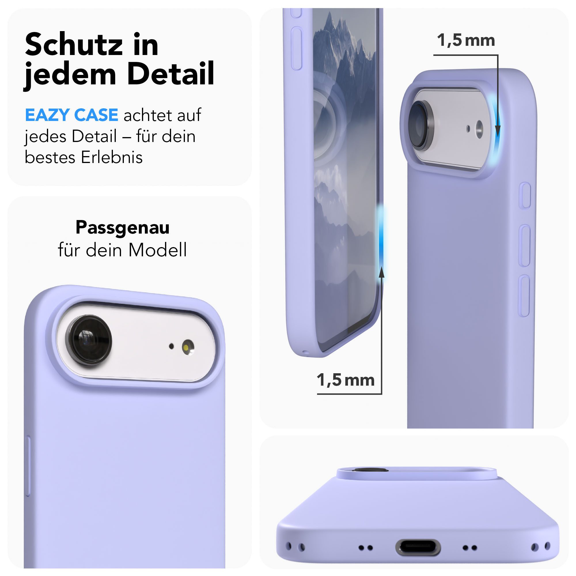 EAZY CASE Handyhülle für Apple iPhone Air Hülle Silikon 6,5 Zoll, Handytasche aus Silikon Slimcover stoßfest Violett / Lila Lavendel