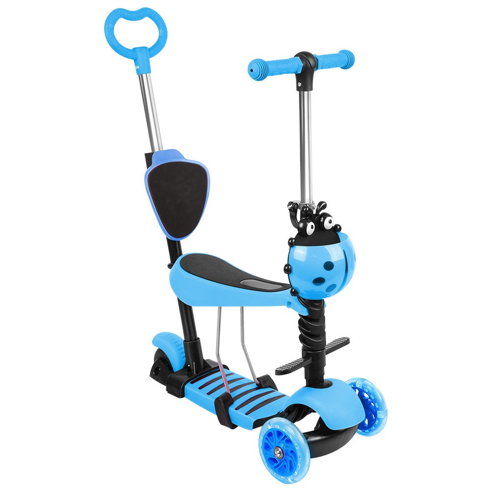 JEOBEST Scooter 3-in-1 Kinderroller mit Rückenlehne & Abnehmbarem Sitz, Höhenverstellbarer 3-Rad-Tretroller ab 2 Jahre – Bild 4 von 5