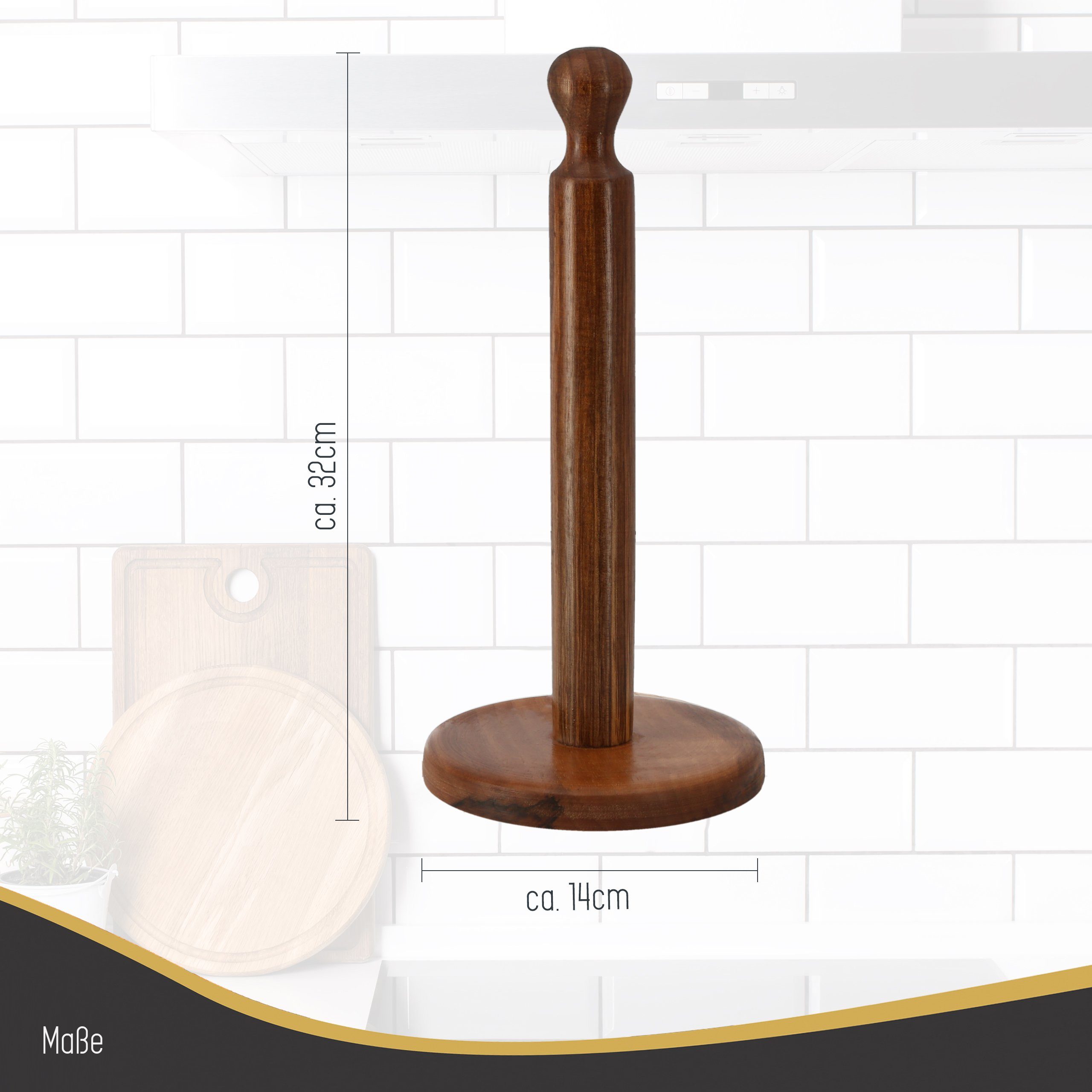 Lantelme Küchenrollenhalter Küchenrollenständer Holz, (100% 8713), einzigartige 39cm 1-St., Walnussholz, höhe, Maserung