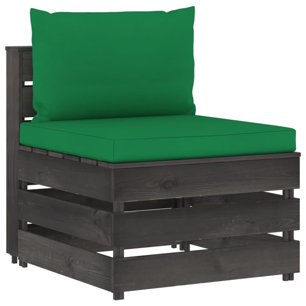 vidaXL Sofaelement Modulares Mittelsofa mit Kissen Grau Imprägniertes Holz (1 St)