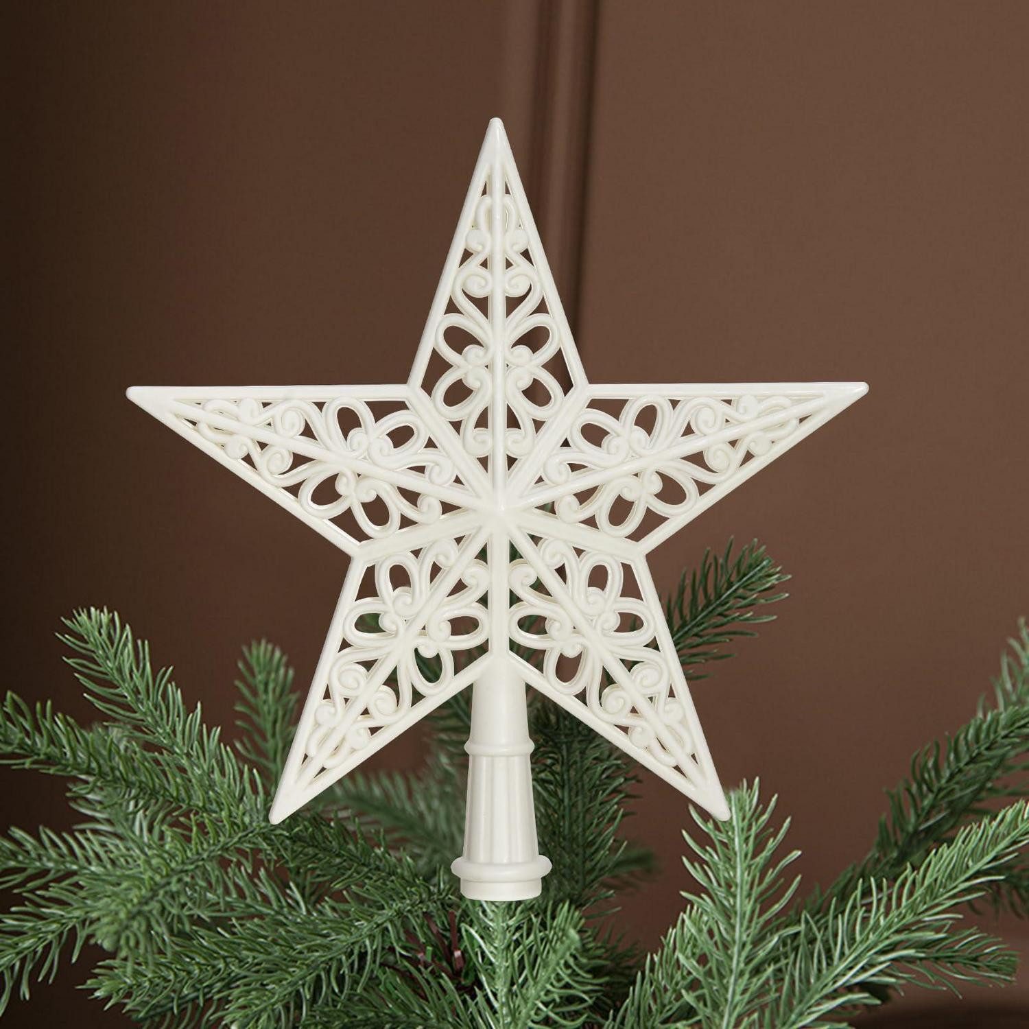 LuxusKollektion Christbaumspitze Christbaumspitze Stern Weiss 20x20cm Nordisch