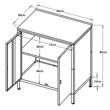 casa.pro Mehrzweckschrank »Bolognano« Schrank 92x80x50cm mit 2 Türen Schwarz, matt, matt