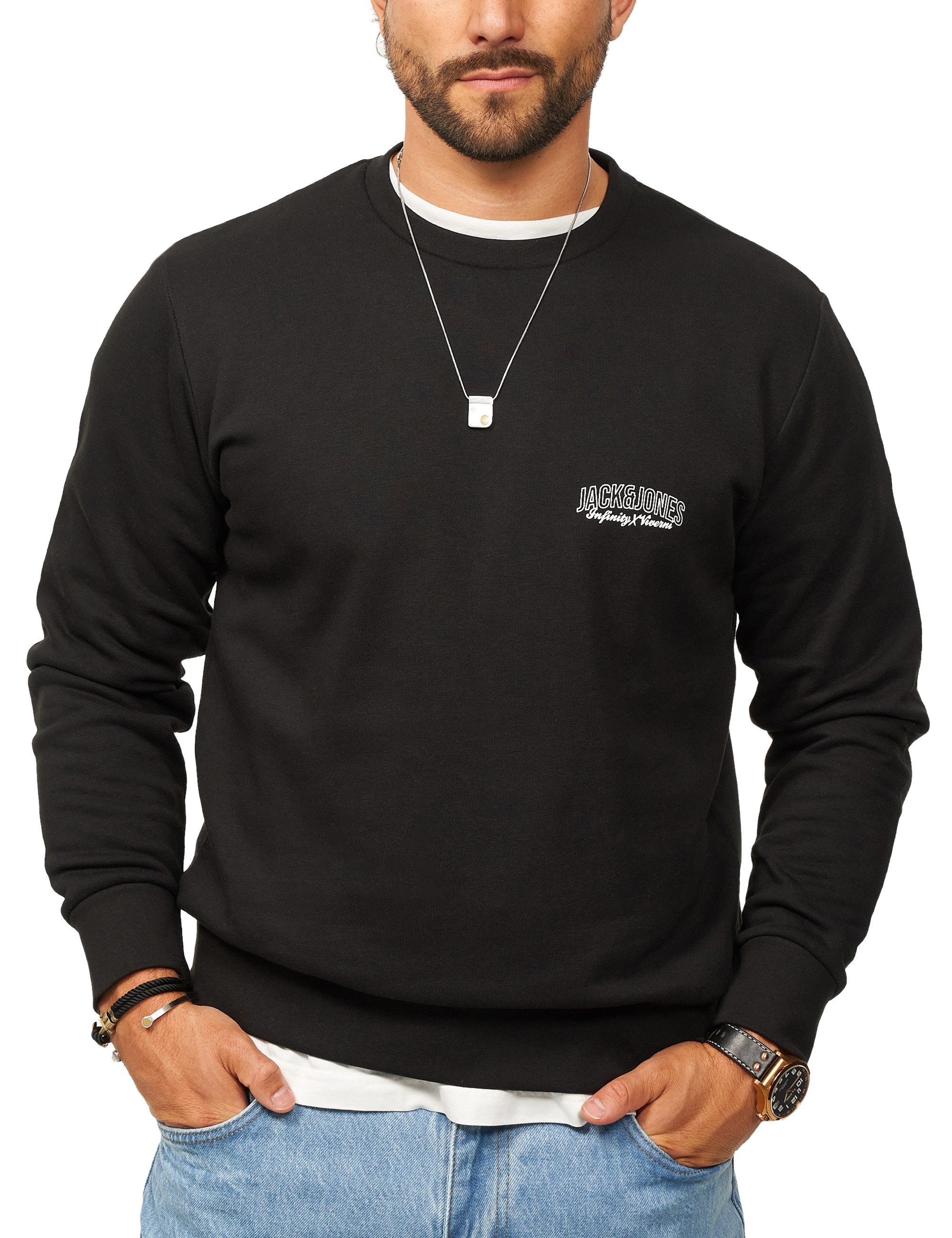 Jack & Jones Sweatshirt Rundhalspullover als Crew Neck im Regular Fit Herren Pullover mit Logopatch