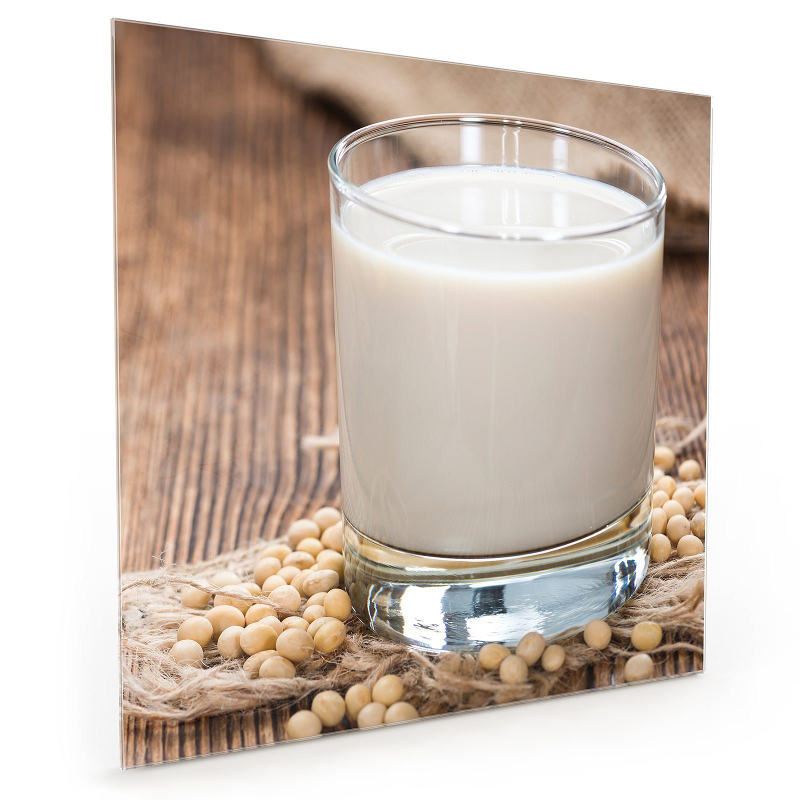 Primedeco Küchenrückwand Spritzschutz Glas Milch und Samen