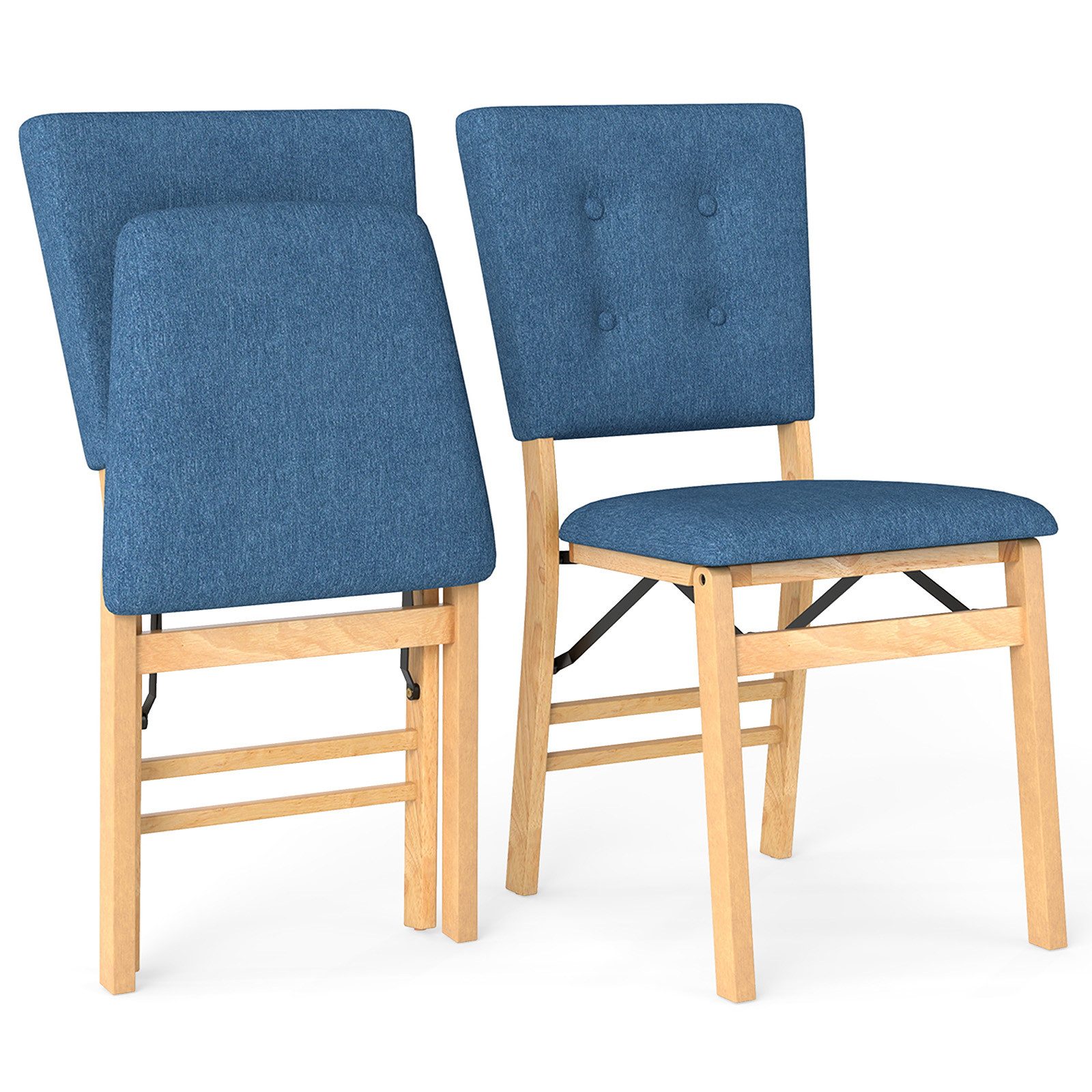 COSTWAY Esszimmerstuhl (2er Set), Klappstühle gepolstert Massivholz, 160kg