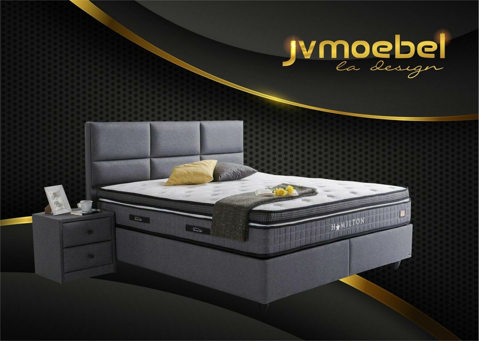 JVmoebel Bett, Bettgestell Stoff Möbel Luxury Modern Bett Textil Schlafzimmer