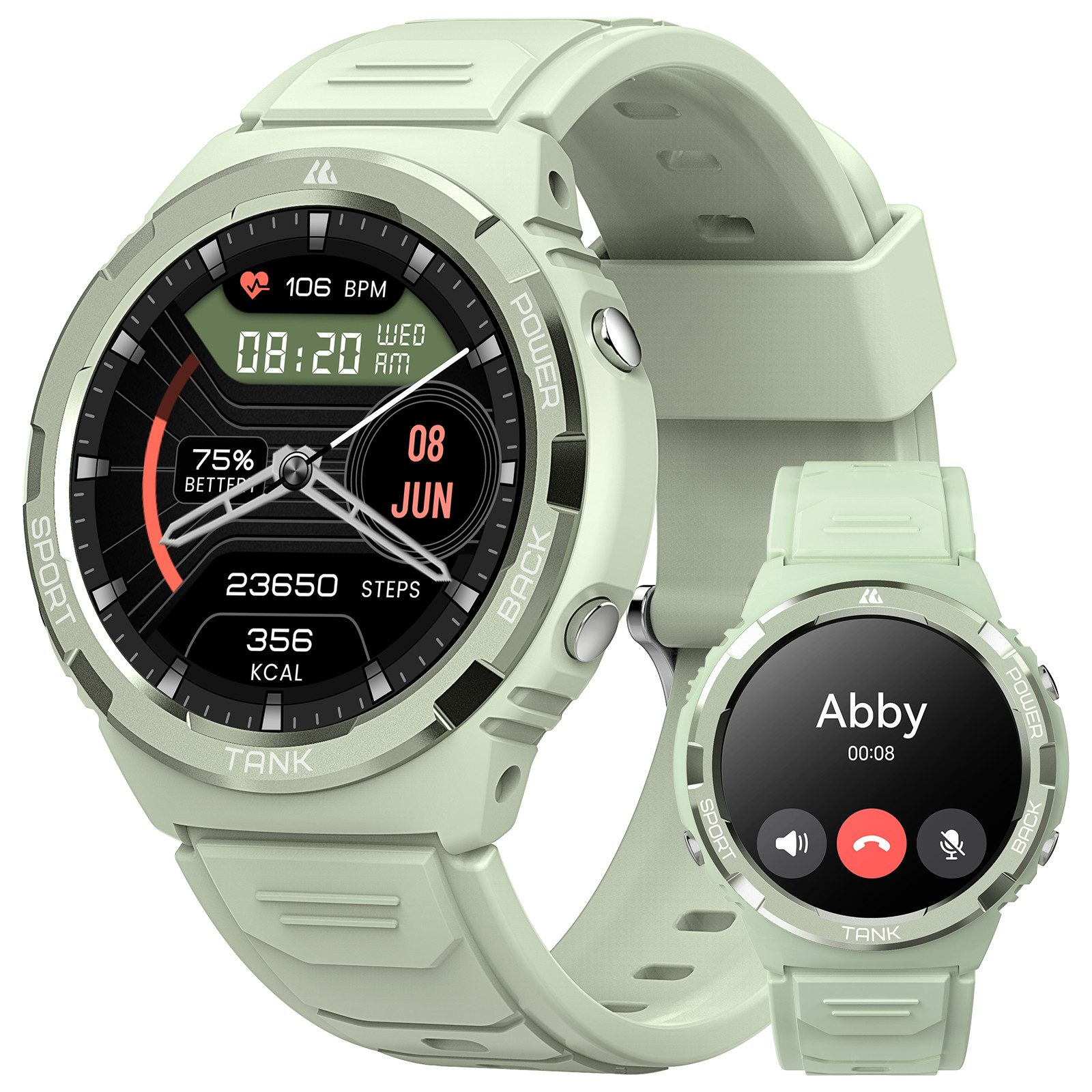 KOSPET Robuste Militär-Smartwatch für Android und iOS, 50 Meter wasserdicht Smartwatch (3,3 cm/1,3 Zoll), großer Akku mit 60 Tagen Standby, Bluetooth-Anrufe, für Herren