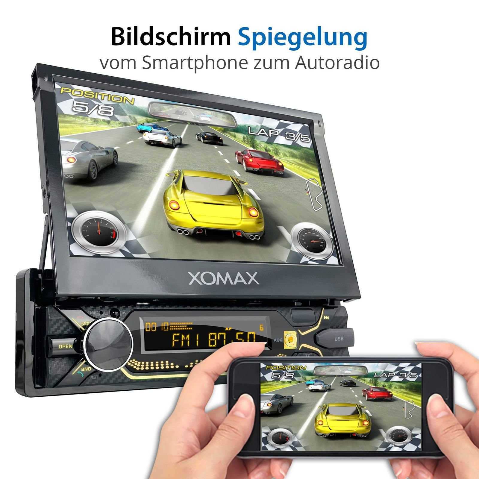 DIN USB, 1 Autoradio mit 7 SD, Zoll Bluetooth, XOMAX XM-V747 Bildschirm, Autoradio