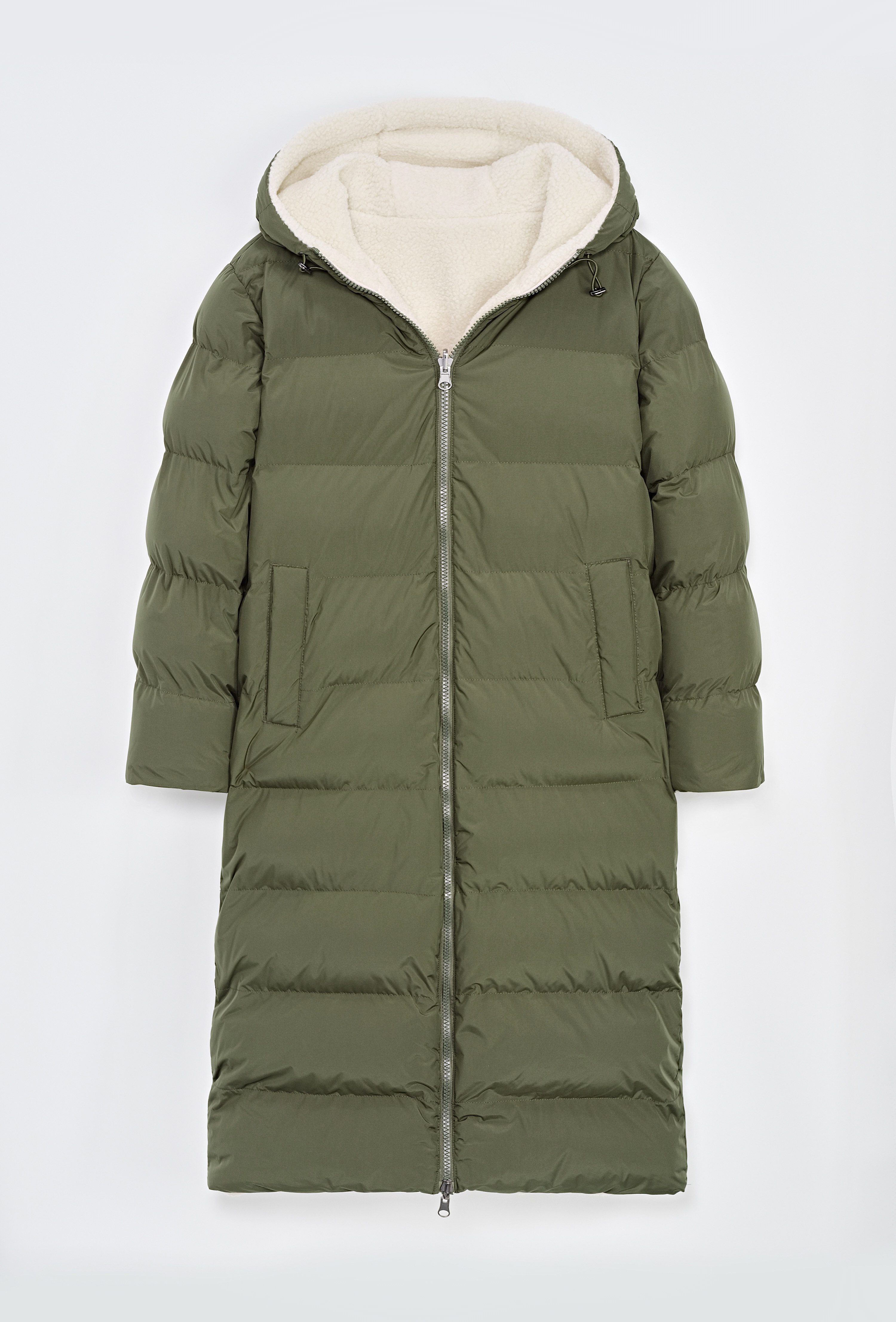 Copperose Winterjacke Wende-Wintermantel Oversized langer Stepp- und Teddyfell-Mantel 7591 mit Kapuze – Bild 2 von 5