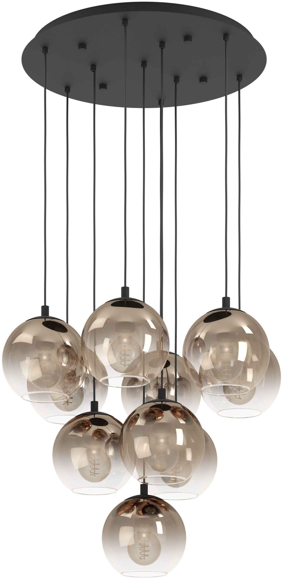 EGLO Hängeleuchte ARISCANI 1 Pendellampe - Stahl - E27 - 10X60W - IP20, ohne Leuchtmittel, Hängelampe, Deckenlampe, Wohnzimmer, Esszimmer, H110 x Ø64,5 cm