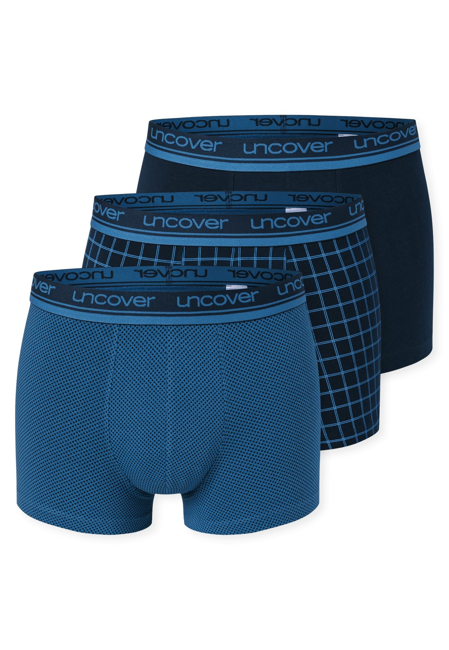 uncover by SCHIESSER Boxer Uncover Cotton (2er Pack) ohne Eingriff, elastisch, Single Jersey-Qualität, Logo-Bund