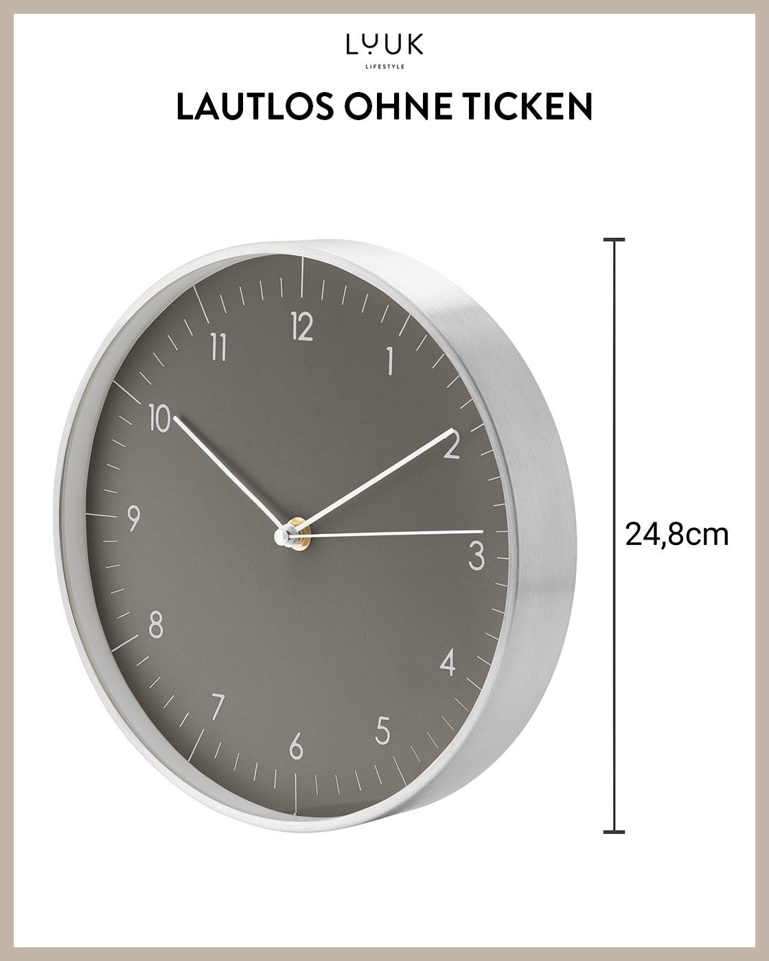 LUUK LIFESTYLE Wanduhr Helsinki (lautlos, ohne Ticken, großes Ziffernblatt, verschied. Größen)