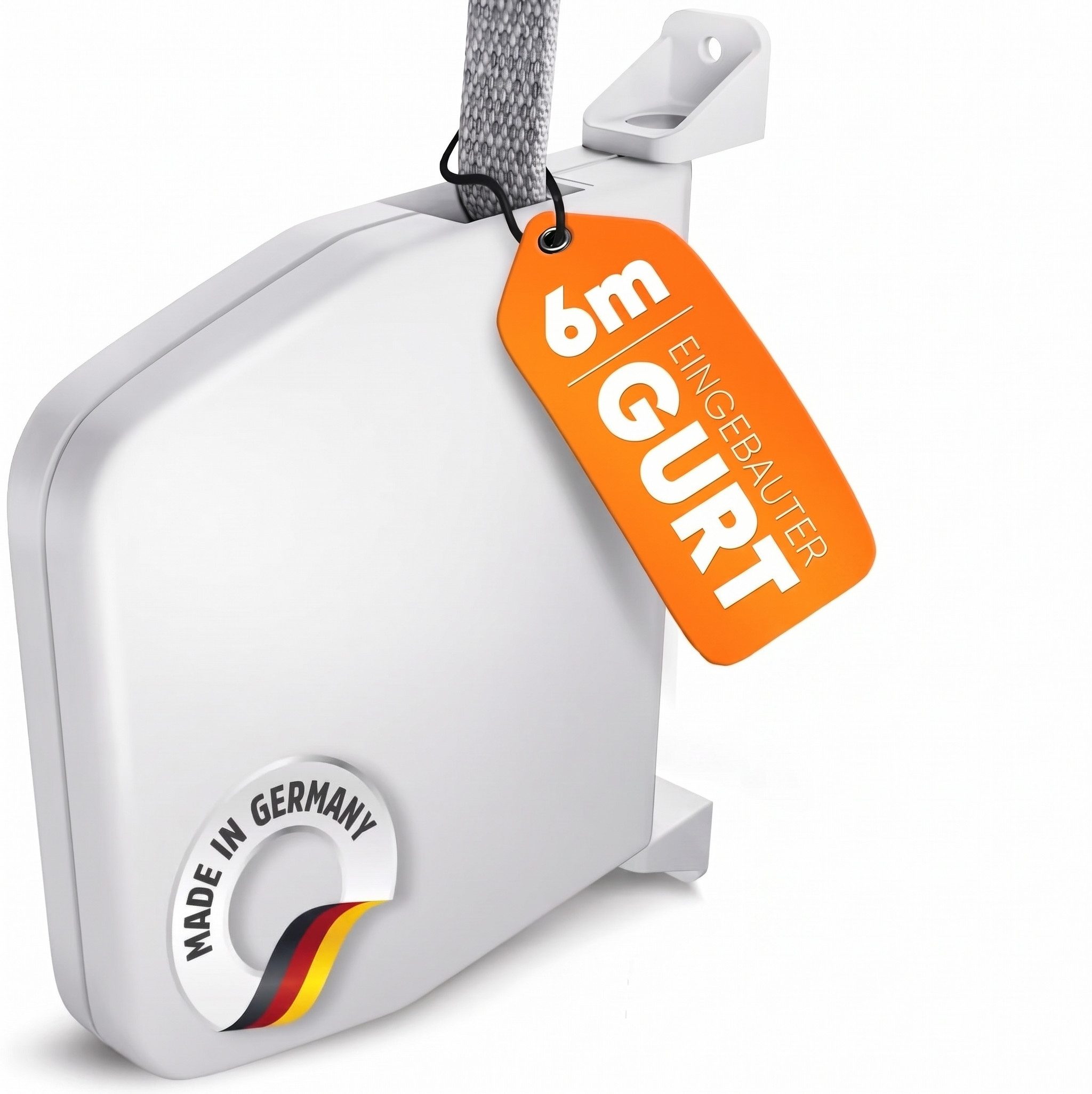Meisterbau Aufputz-Gurtwickler Gurtwickler mit Gurt, Gurtbreite 14 mm, 1-tlg., Made in Germany, mit eingebautem 6-m-Gurt, 180° schwenkbar