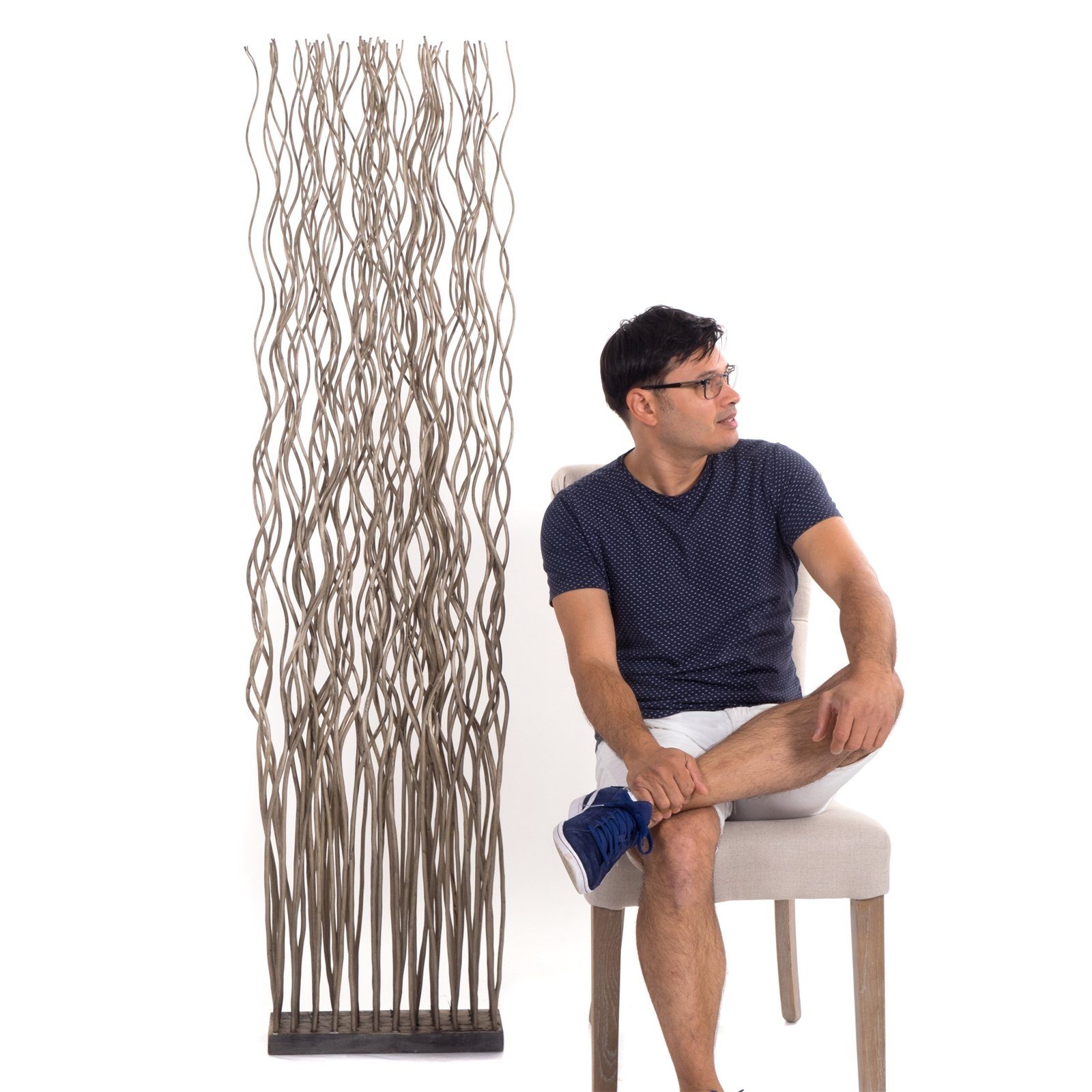 DESIGN DELIGHTS Paravent RAUMTEILER "WAVE", Weidenholz, 170x40cm (HxB), Paravent, Trennwand