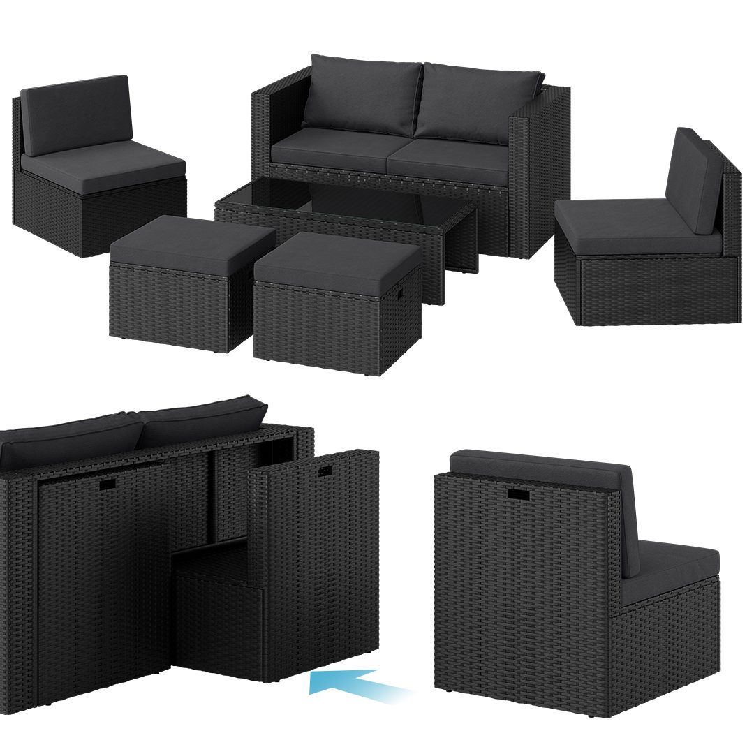 STEELSØN Gartenlounge-Set Noctura, (2er Sofa, 2 Stühle, 2 Sitzhocker, Tisch günstig online kaufen